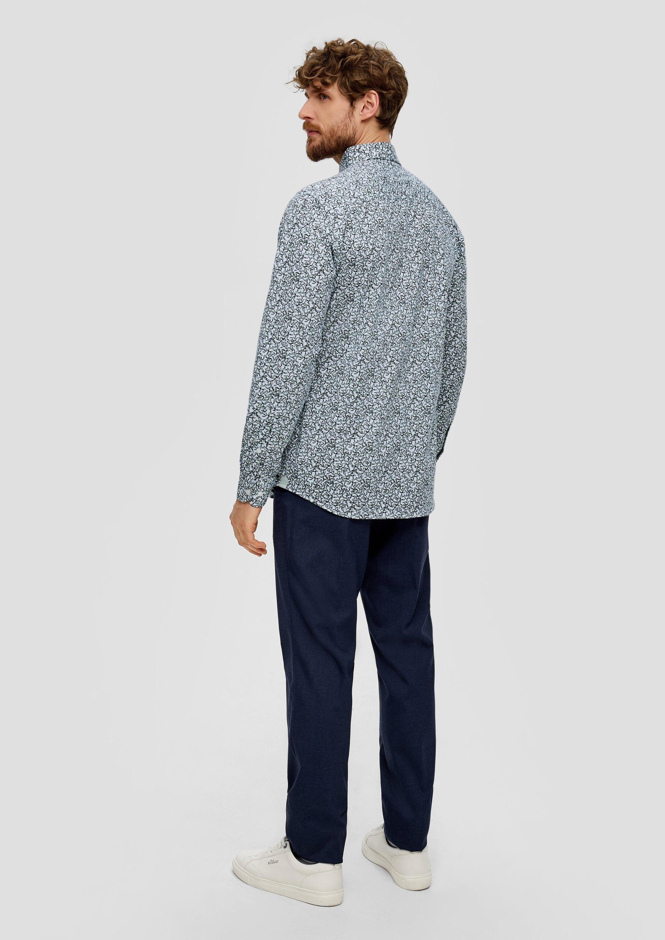 s.Oliver Langarmhemd Hemd Jerseyhemd mit All-over-Print