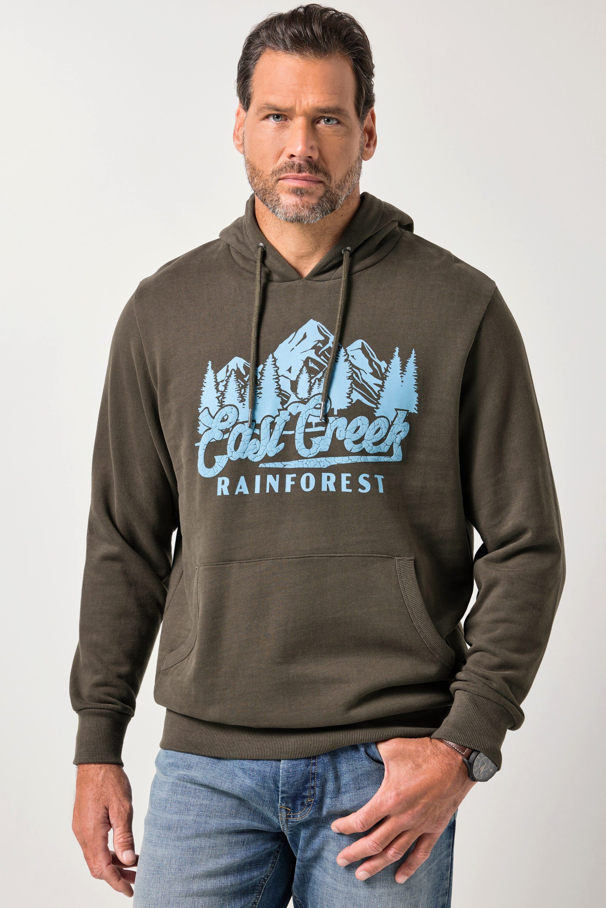 Sweatshirt Hoodie Kapuzensweater Brustprint Kängurutasche
