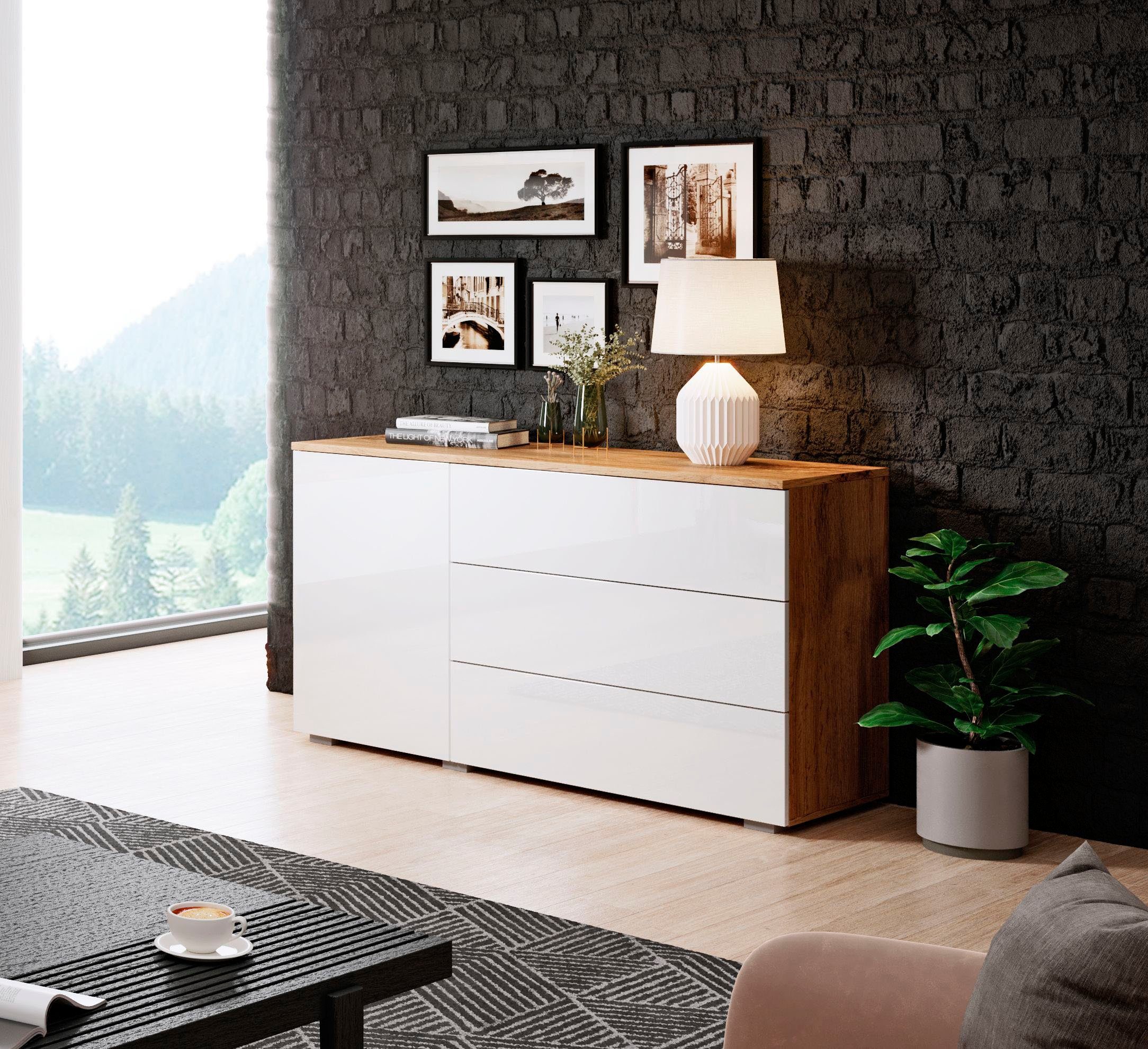 INOSIGN Sideboard PARIS (1 St), Moderne 110cm breite grifflose Kommode, vielseitig einsetzbar