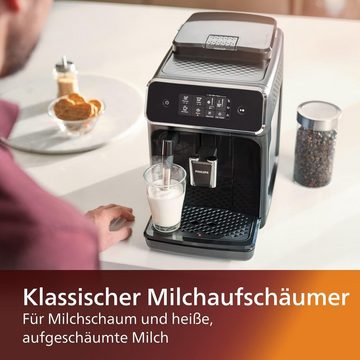 Philips Kaffeevollautomat Series 2200 Kaffeevollautomat Klassischer Milchaufschäumer Display, Kaffeeautomat Cafemaschine Kaffeemaschine mi Mahlwerk Vollautomat Cafe