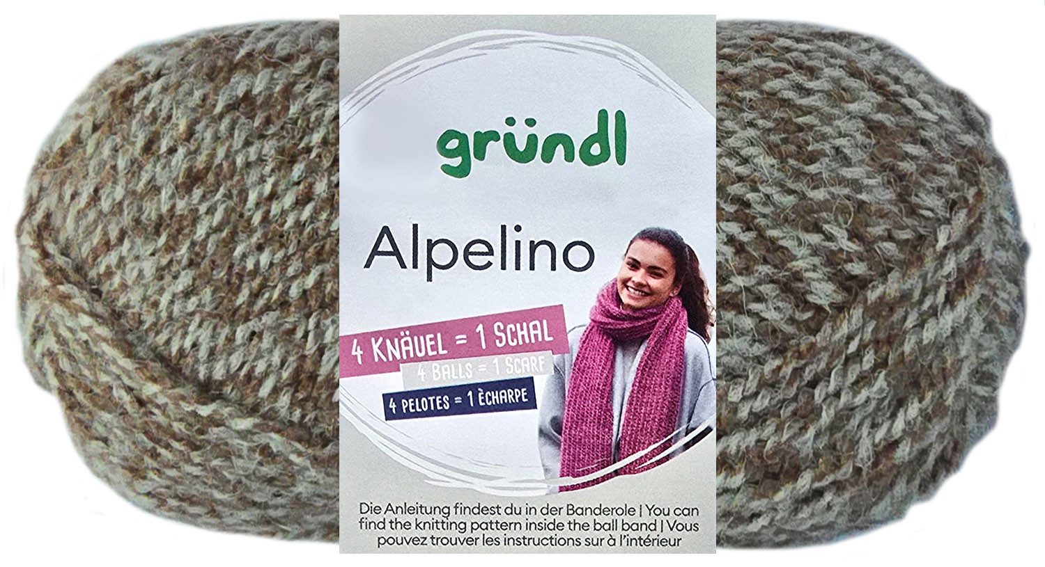 Gründl 100 Gramm Gründl Alpelino 13 haselnuss-meliert Häkelwolle