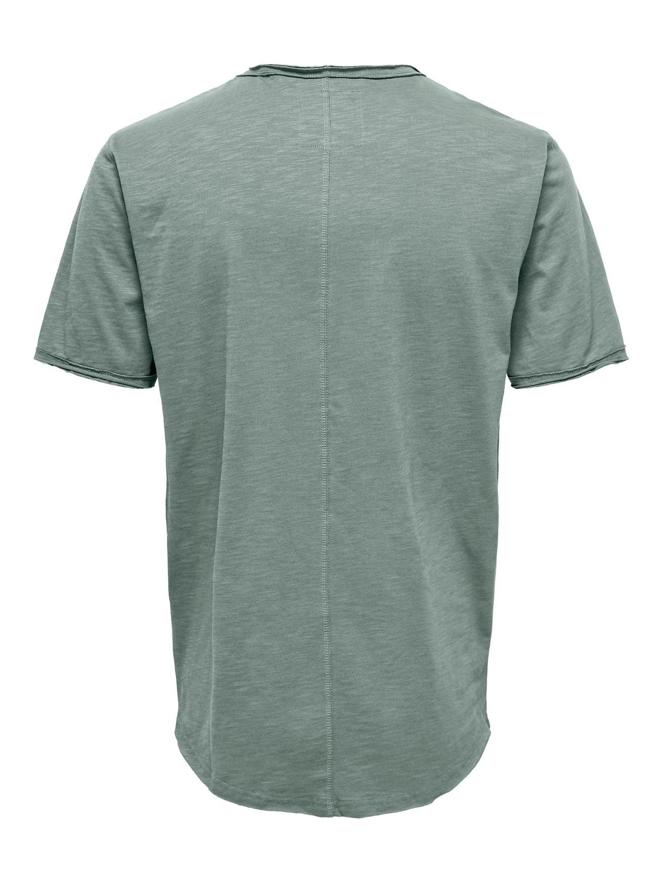 Basic SONS Kurzarm Rundhals & ONSBENNE in T-Shirt Einfarbiges ONLY Langes 4783 Grün Shirt T-Shirt