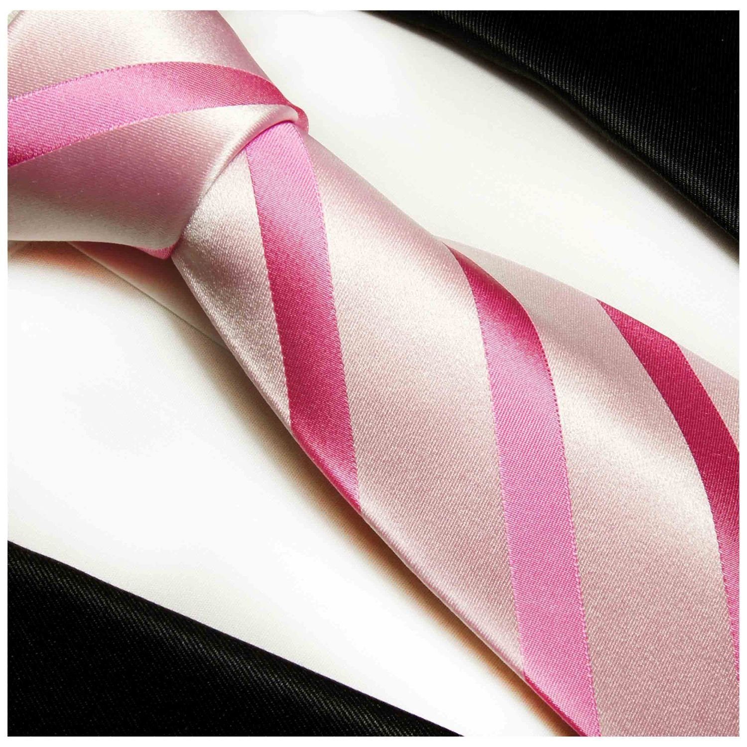 Paul Malone Krawatte moderne Herren (165cm), 100% Extra (6cm), Seide gestreift 92 pink Schmal lang Seidenkrawatte
