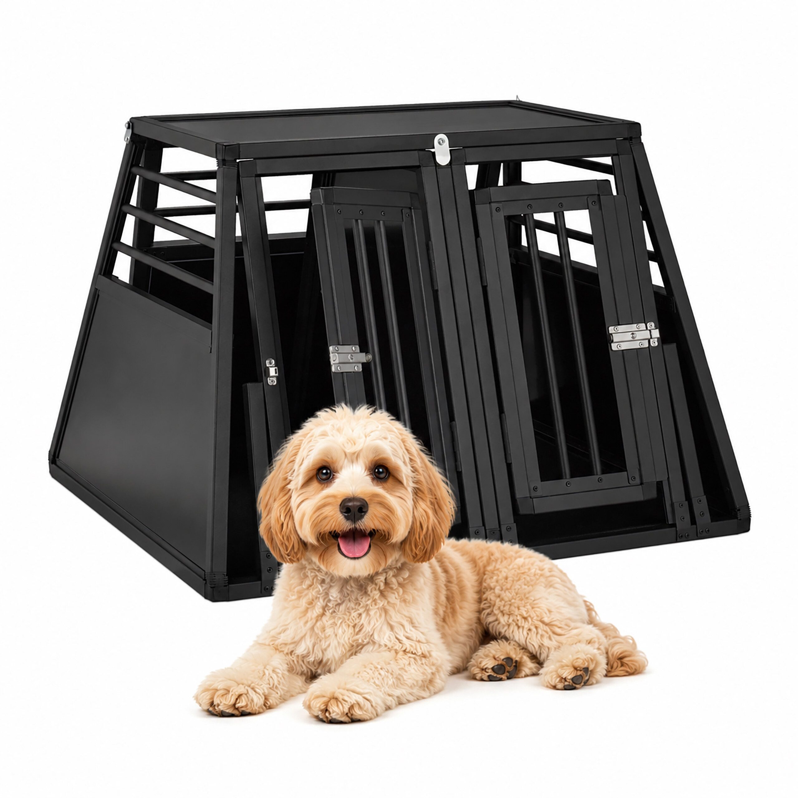 relaxdays Hunde-Transportbox Hundebox Auto mit Trennwand