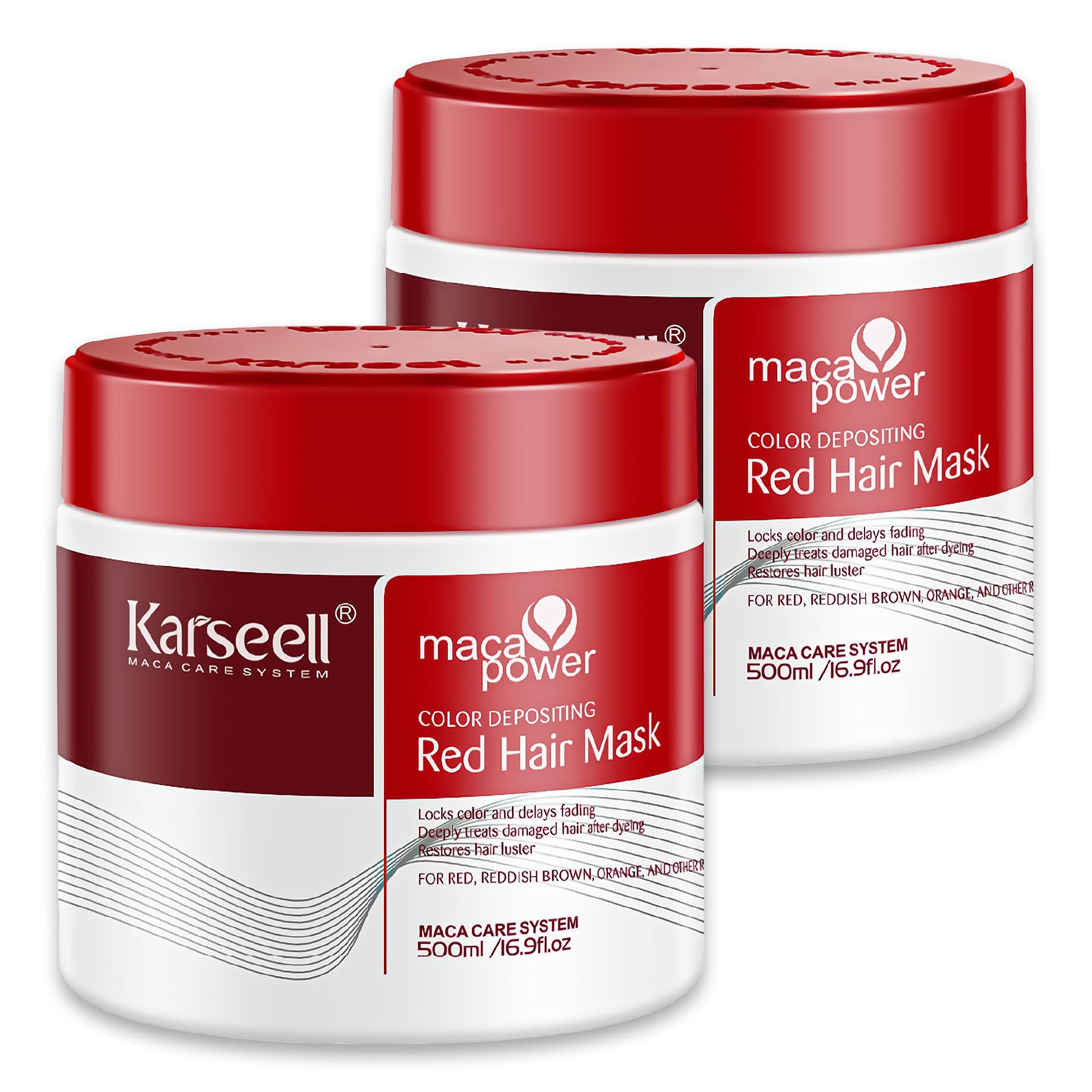 Karseell Haarmaske Rote Farbschutz Haarmaske Farbauffrischung Coloriertes Haar 500ml, 2-tlg., Haarmaske, Haarkur, Haarpflege, Karseell
