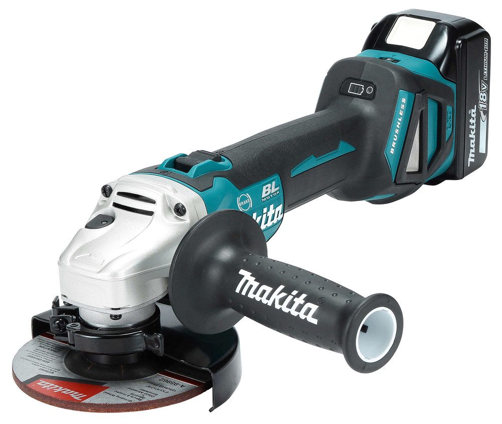Makita Akku-Winkelschleifer »DGA513RT3J« 18V, 125 mm, 3.000-8.500 min⁻¹, Inkl. 3x 5Ah Akku, leistungsfähig, zum Trennen+Schleifen