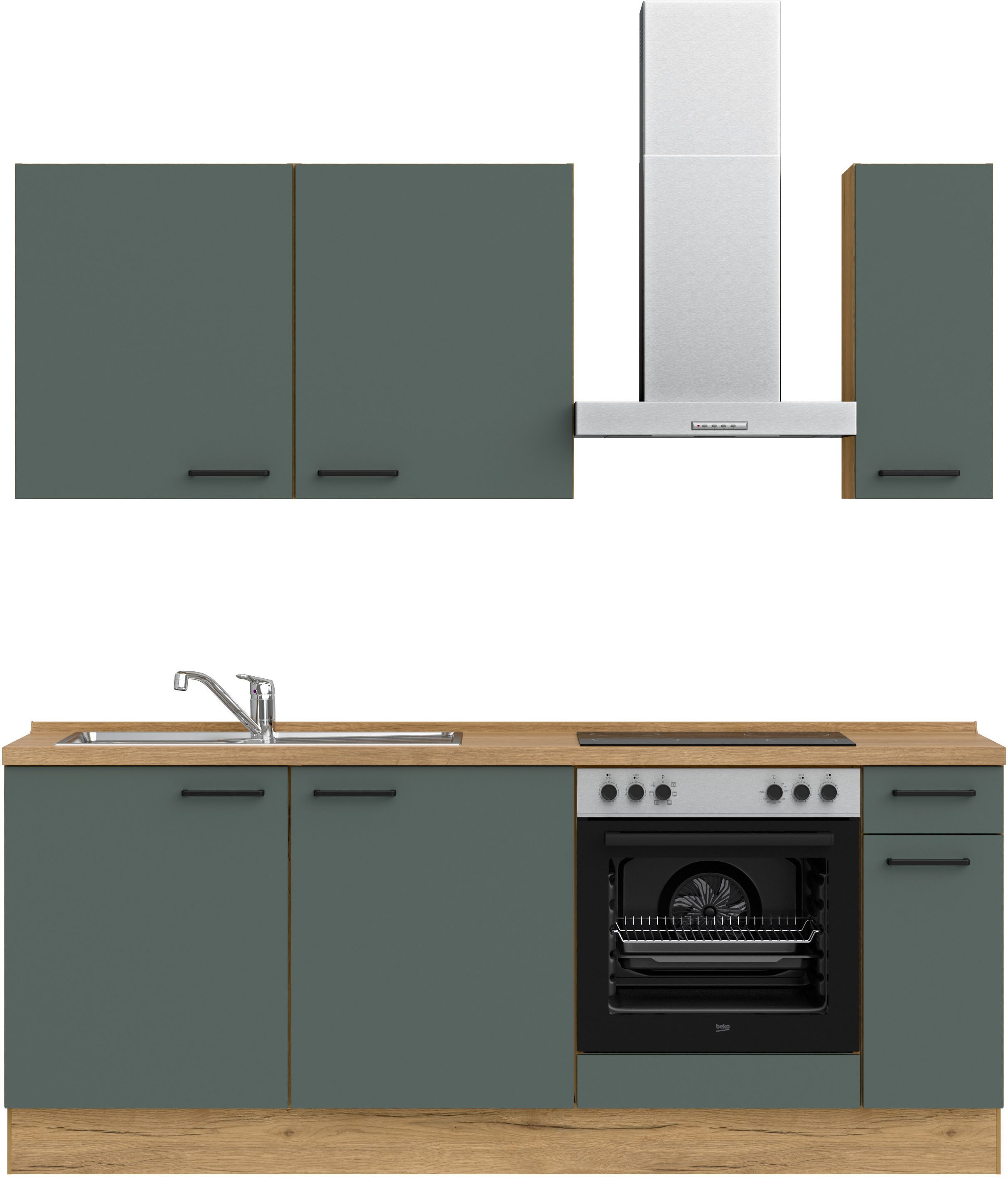 nobilia® Küchenzeile "Easytouch basic", vormontiert, Ausrichtung wählbar, Breite 210 cm, mit E-Geräten