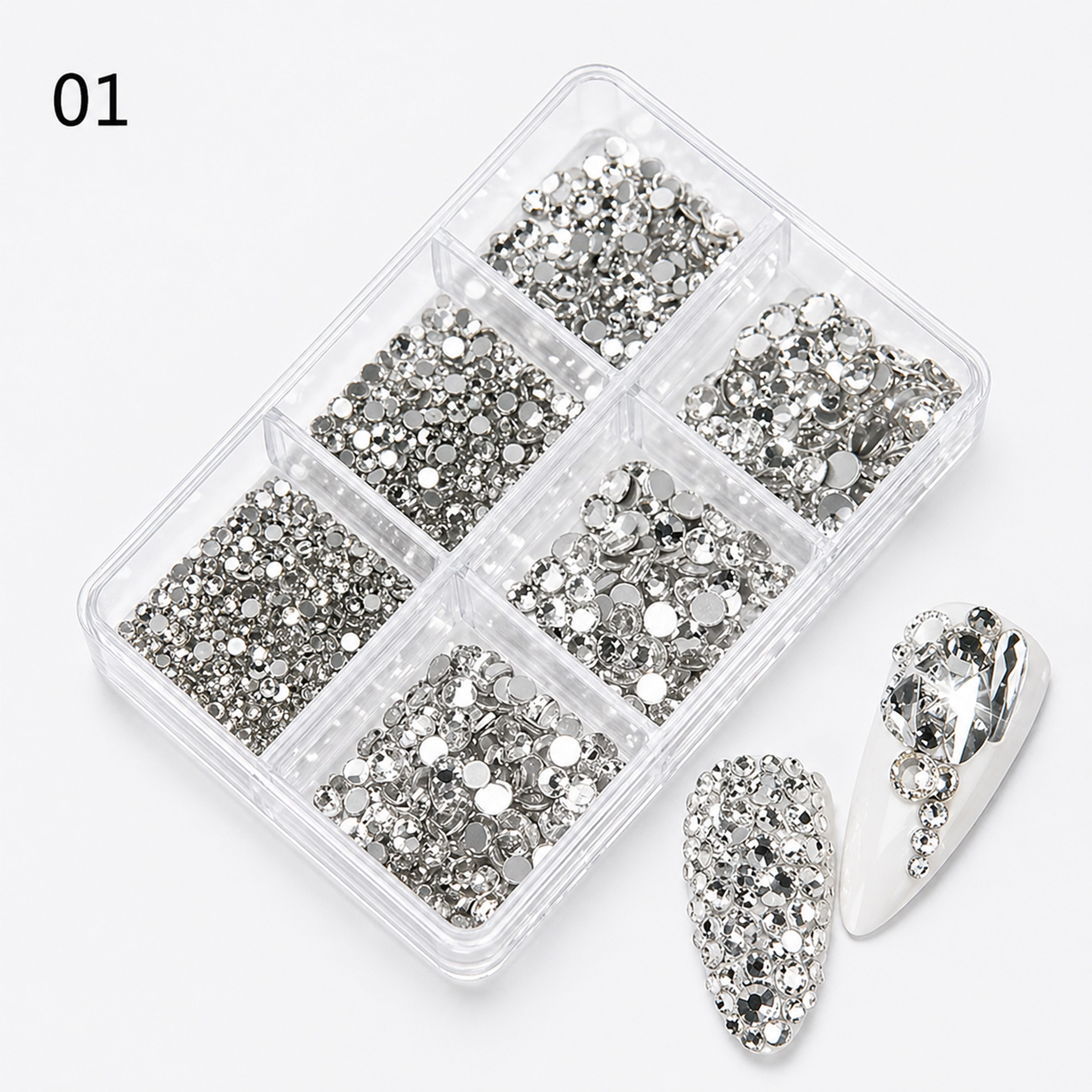 Jungengel Nageldesign Zubehör Strasssteine 500 Stück Glitzersteine Nageldeko Set Kristalle, Set 500-tlg., Strasssteine in mehreren Größen sortiert, Funkelnde Nail-Art-Strasssteine in Kristalloptik