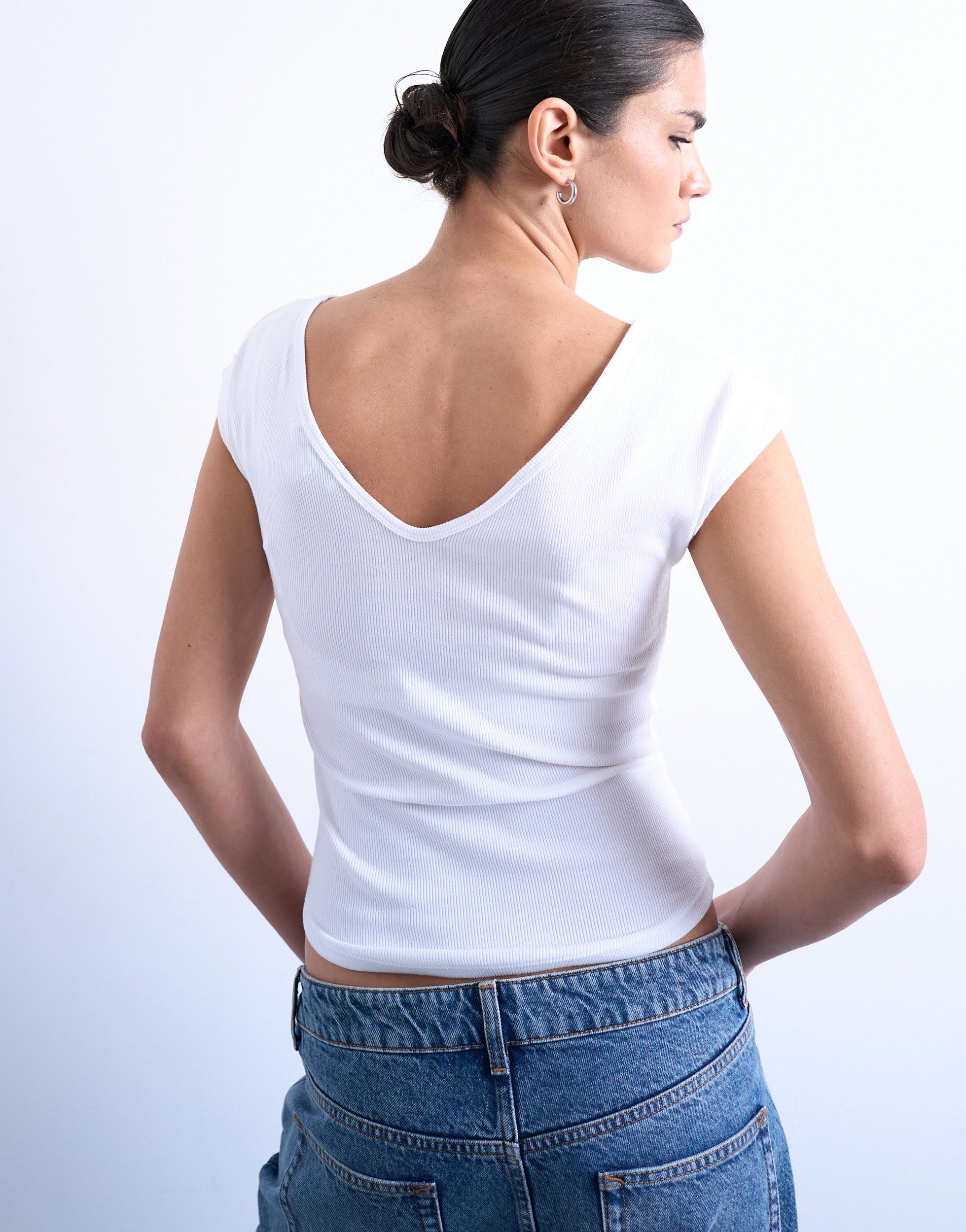 TOPSHOP V-Shirt TSLISSY SS V-NECK T-SHIRT JRS NOOS Baumwollmischung, slim fit