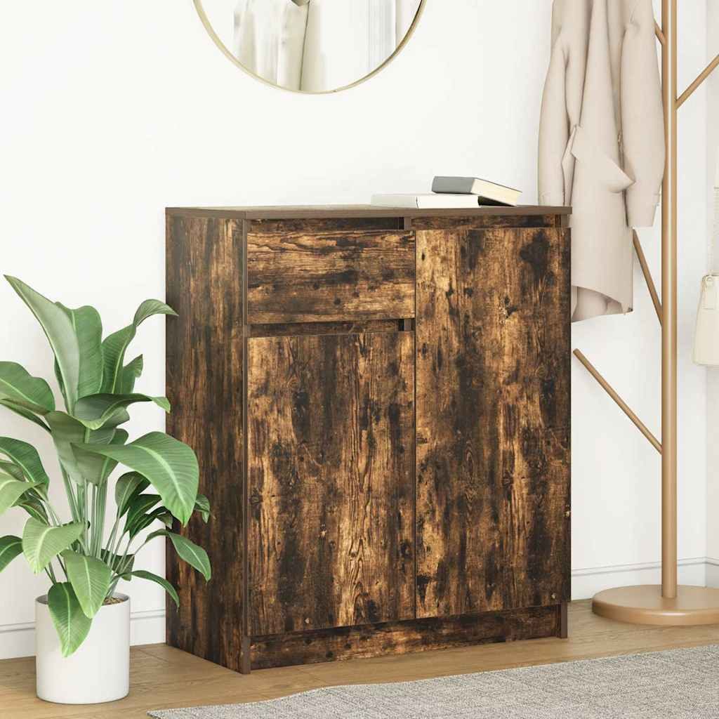 vidaXL Sideboard Sideboard mit Schublade Räuchereiche 71x35x84 cm Holzwerkstoff (1 St) – Bild 2 von 5