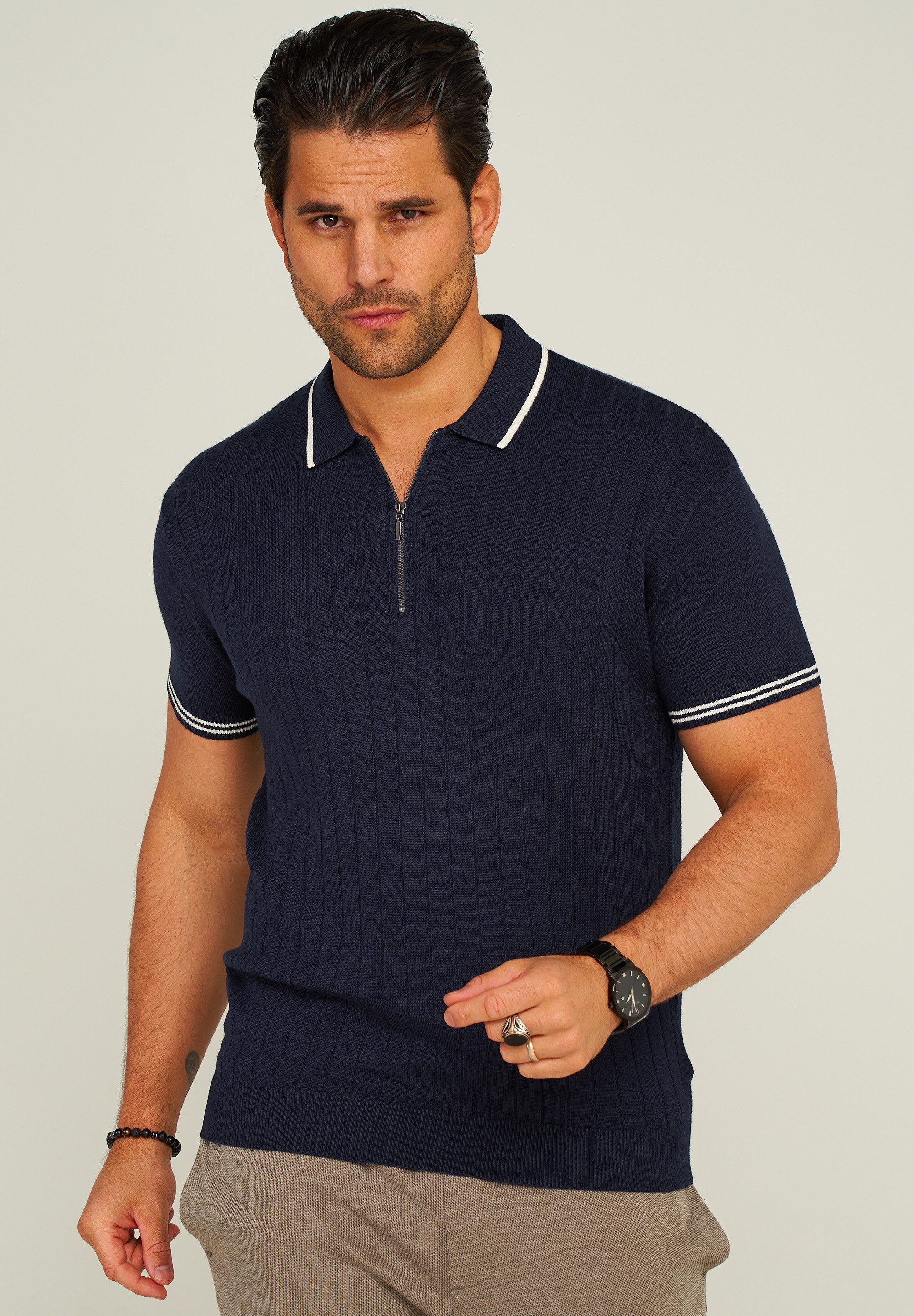 behype Poloshirt ZIP KNIT-POLO mit Reißverschluss günstig online kaufen