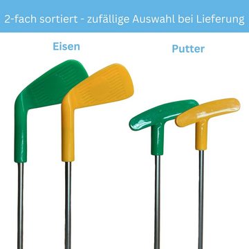 alldoro Minigolfschläger 63102, Mini Golf Set für Kinder, 10-teilig gelb/grün
