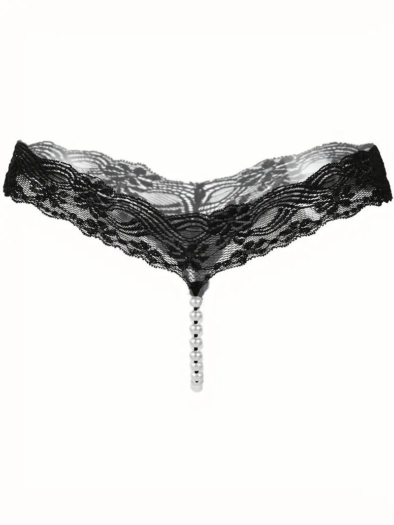 String-Ouvert Tanga Spitze Ouvert-String, Panty für Damen, Höschen mit Perlen
