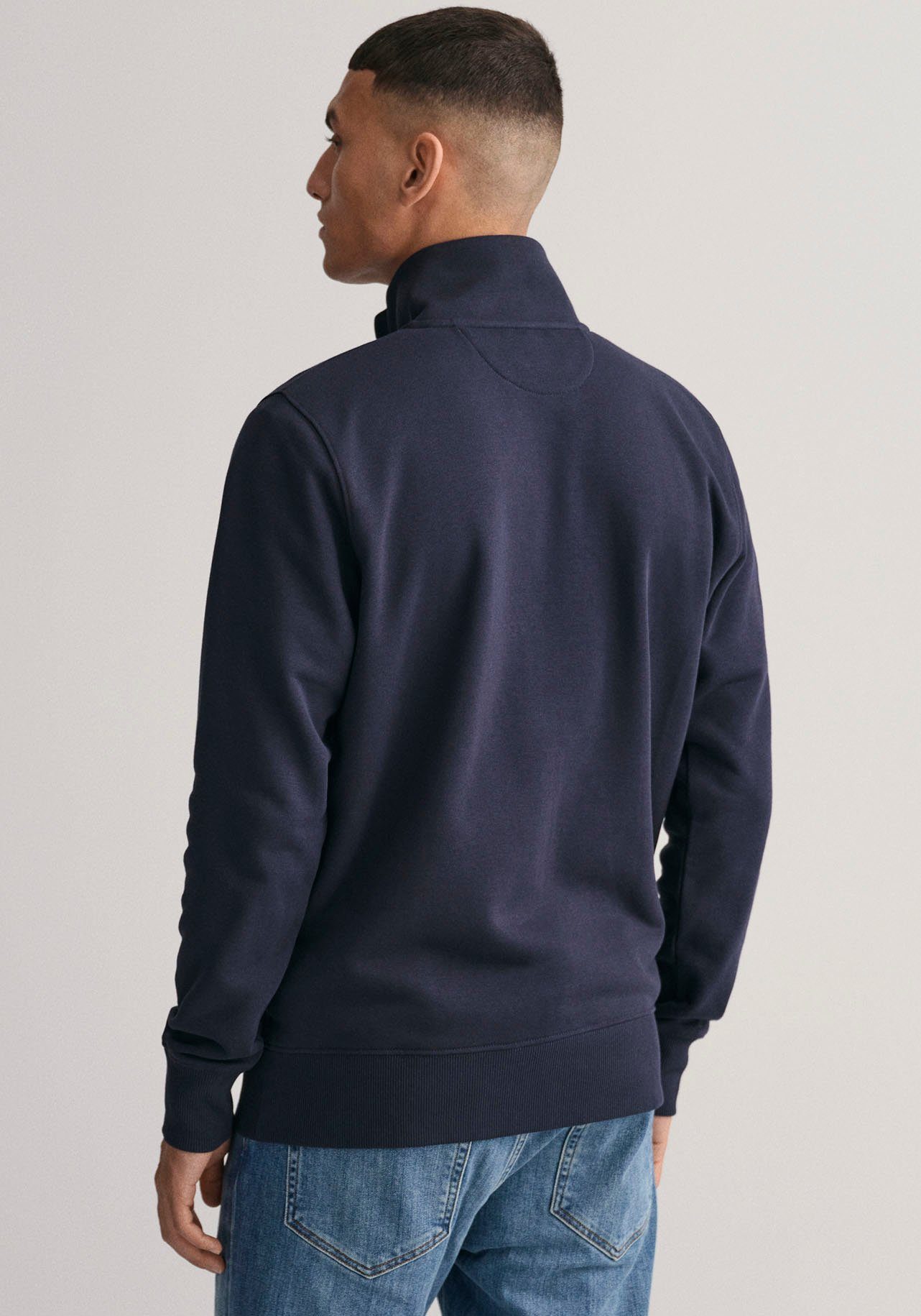 Gant Sweatshirt auf mit der REG ZIP blue SWEAT evening FULL Brust Logostickerei SHIELD
