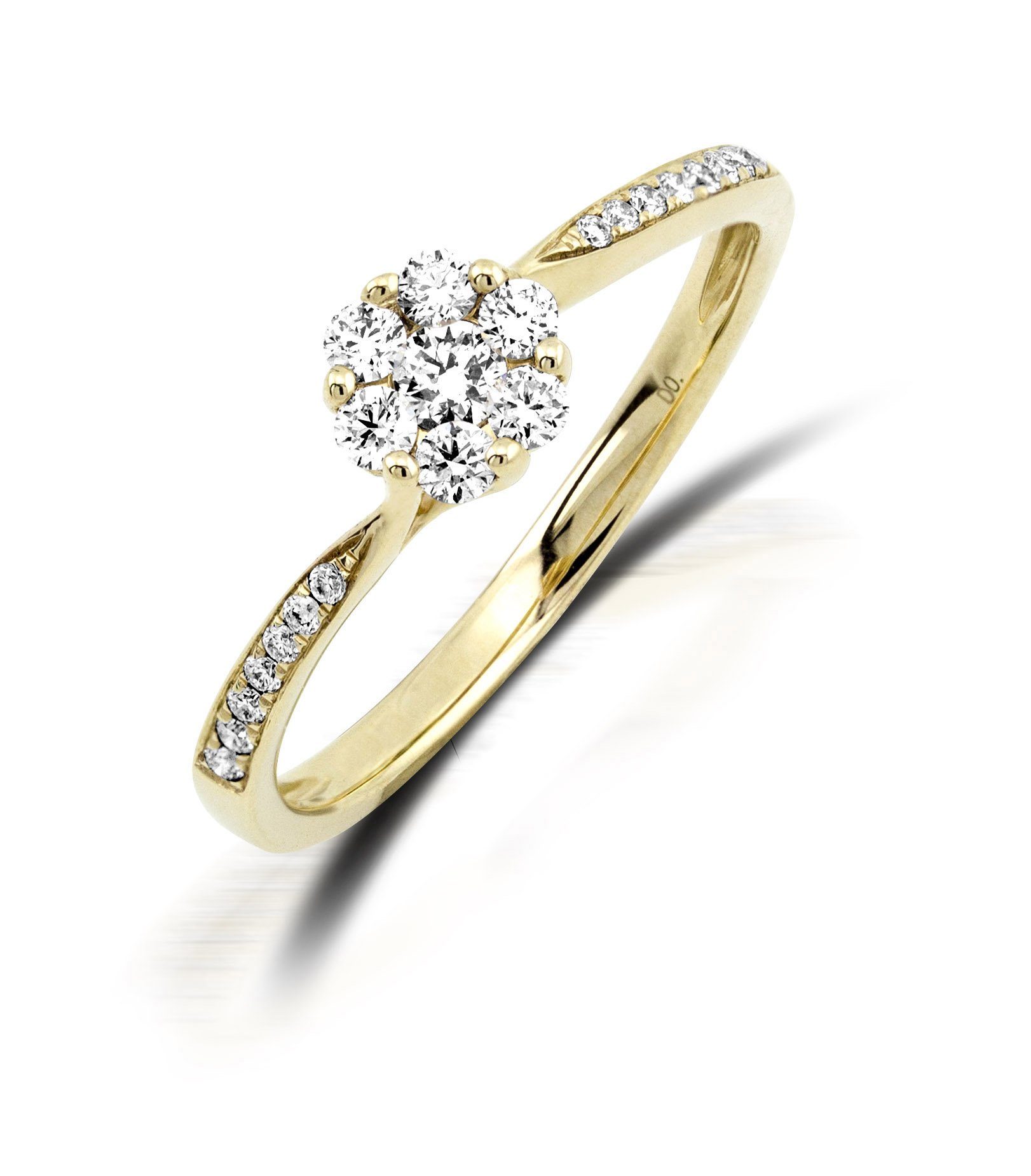 Solitärring 750er Gold Verlobungsring ca. 0,19 ct. Diamant