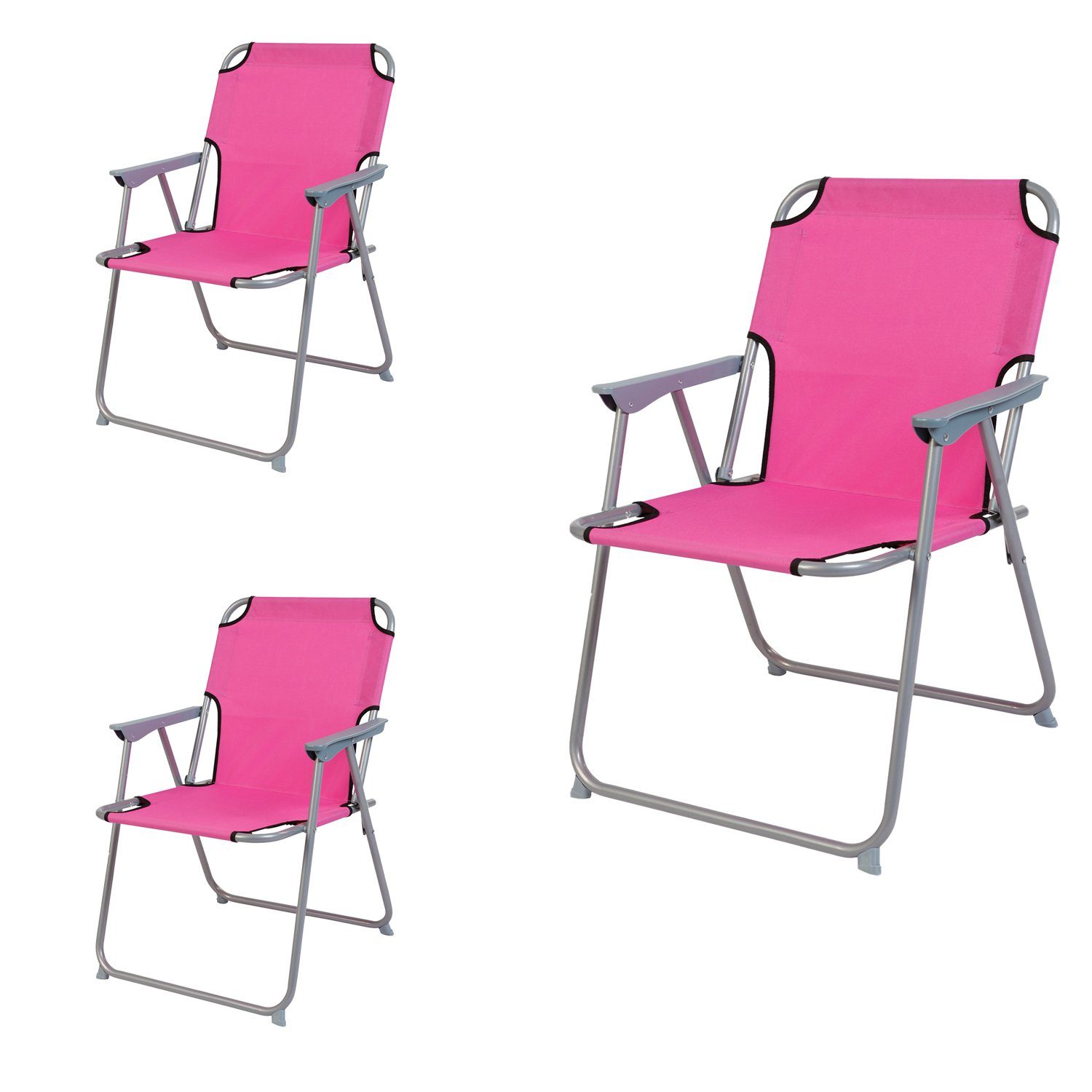 Klappstuhl 3 Stück Campingstuhl Stoff Oxfort Metall Pink