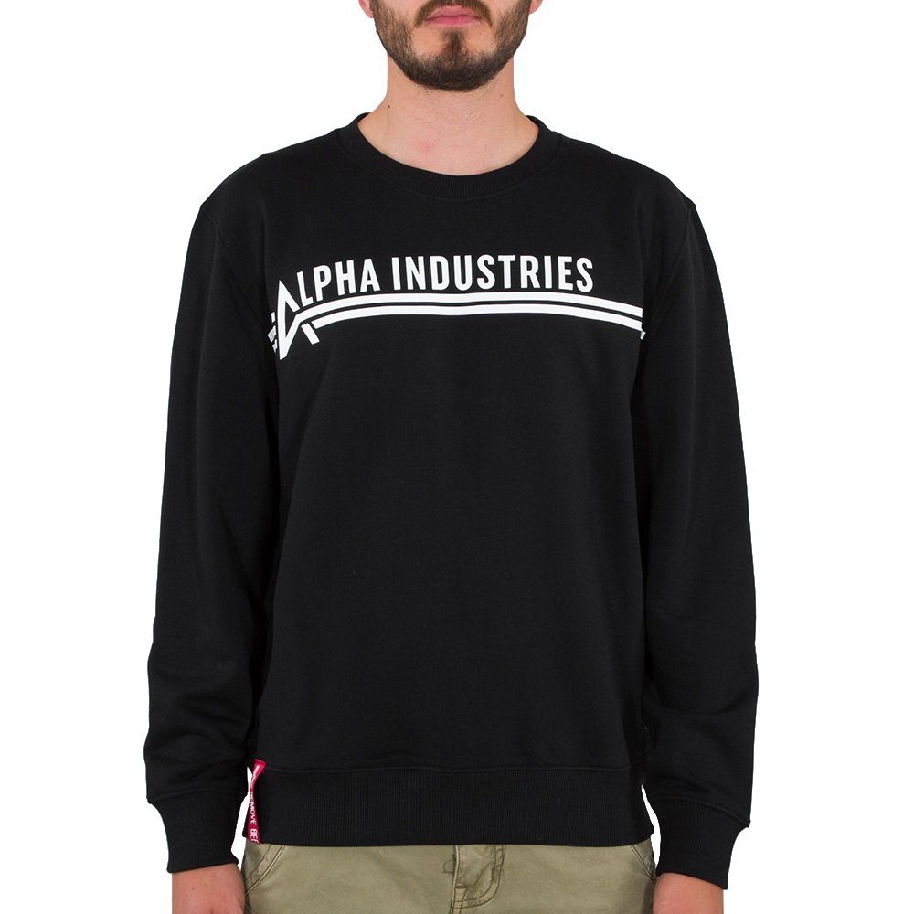 Herren Industries Alpha black/white Sweatshirt Alpha Industries Sweatshirt Industries Alpha