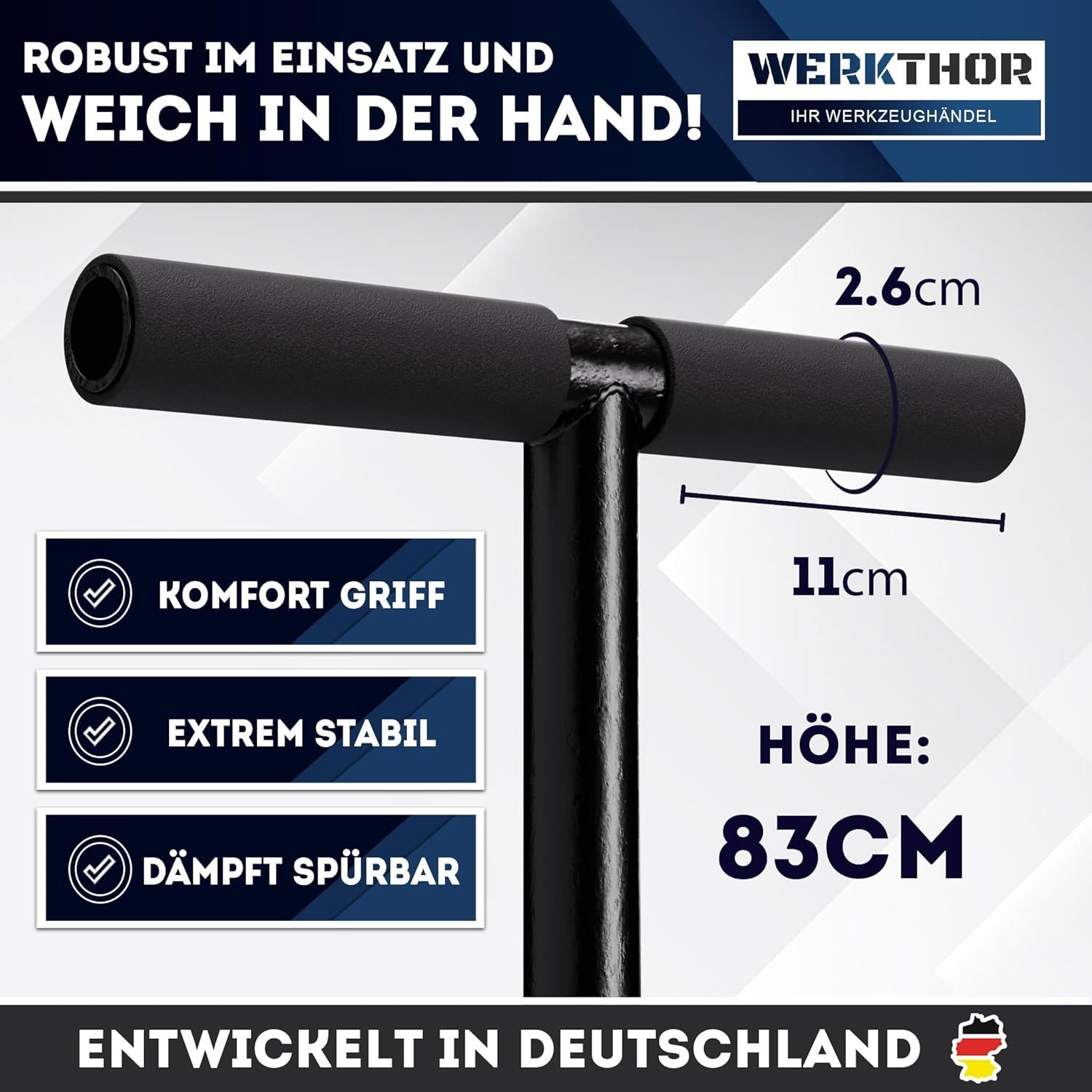 Werkthor Vertikutierer Boden Stampfer aus Stahl - Bodenverdichter 20x20 cm Grundplatte
