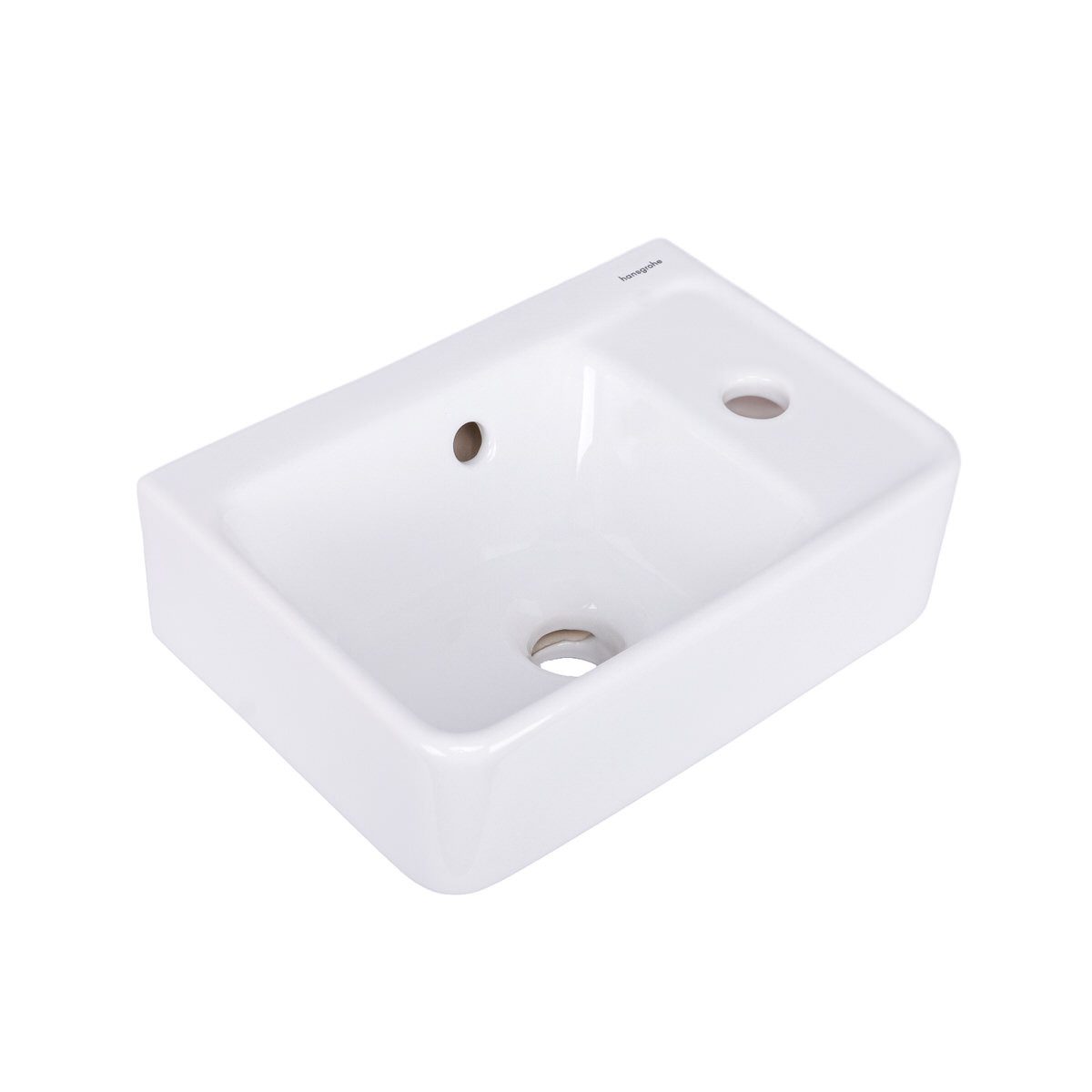 hansgrohe Waschbecken Xanuia Q in 36x25 oder 45x34 cm Weiß glänzend mit Überlauf & Hahnloch, Wandmontage rechteckig hochwertig Keramik Waschtisch Bad