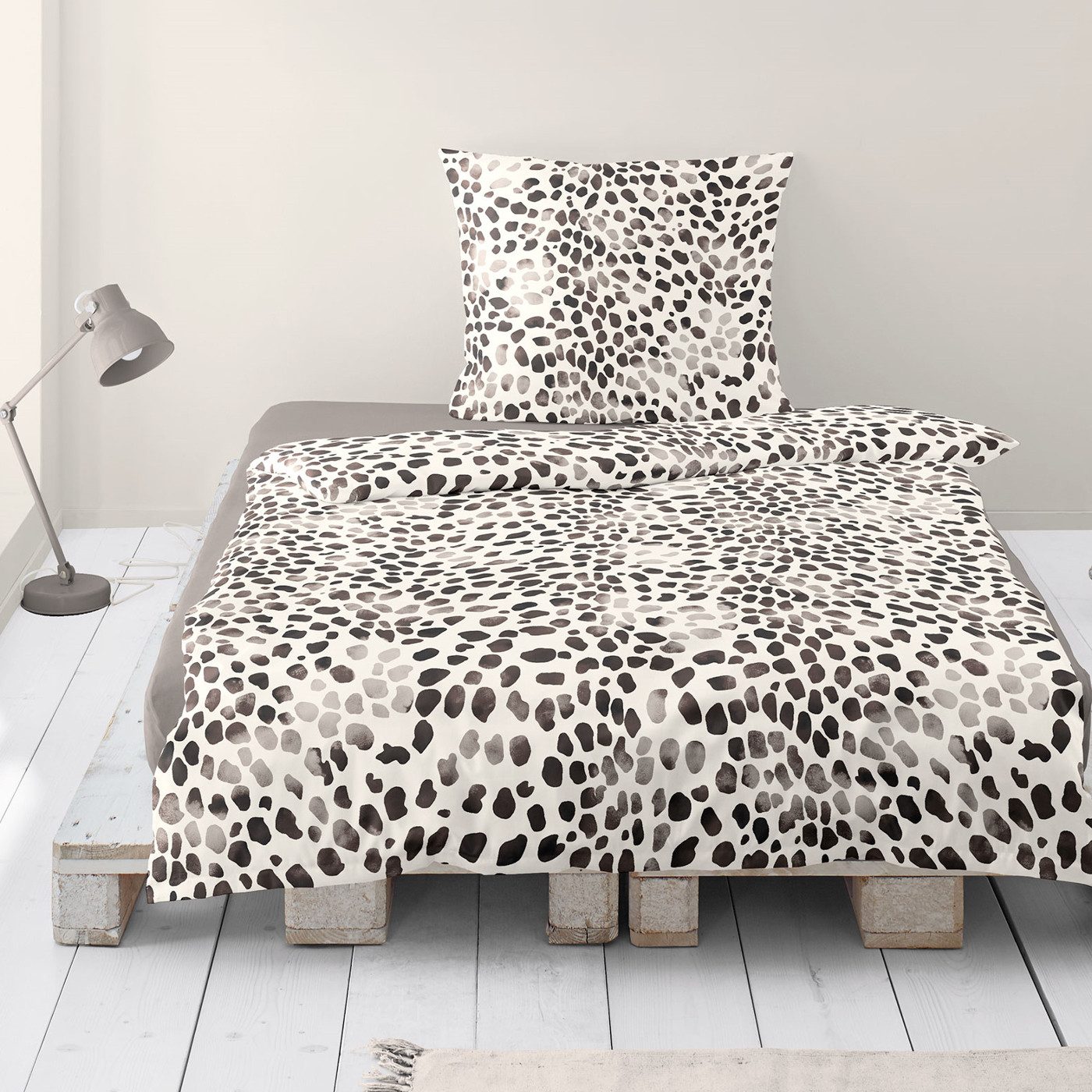 Sympathica Bettwäsche Bettwäsche Sympathica Mako Satin 4214-10 creme Leo Animalprint 135x200, Mako Satin, 2 teilig