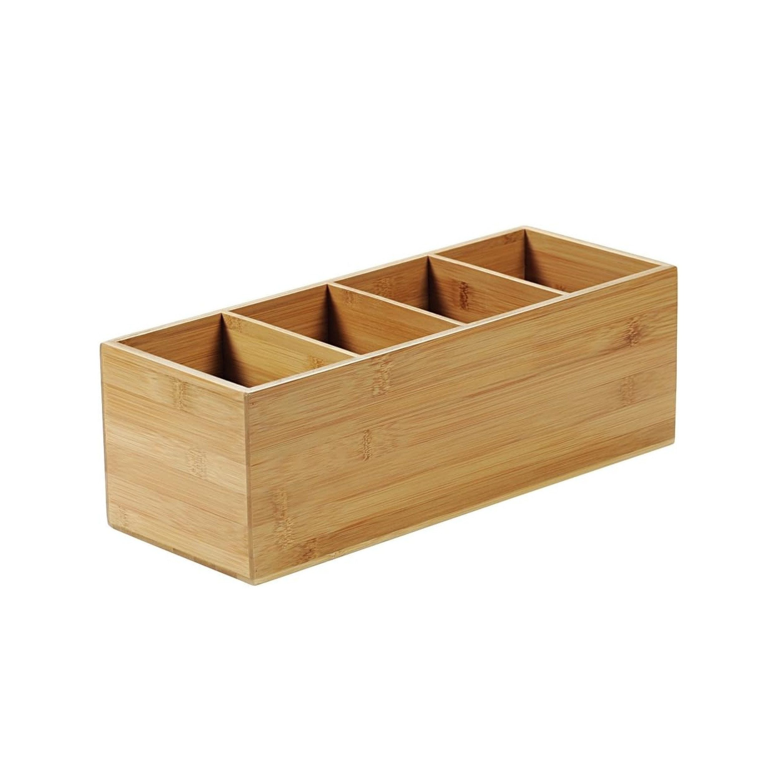 Kesper Besteckkasten Besteckkasten 4-fach aus FSC-zertifiziertem Bambus, 35x26x5 cm, Nachhaltiges Material, ideal zur Besteckorganisation