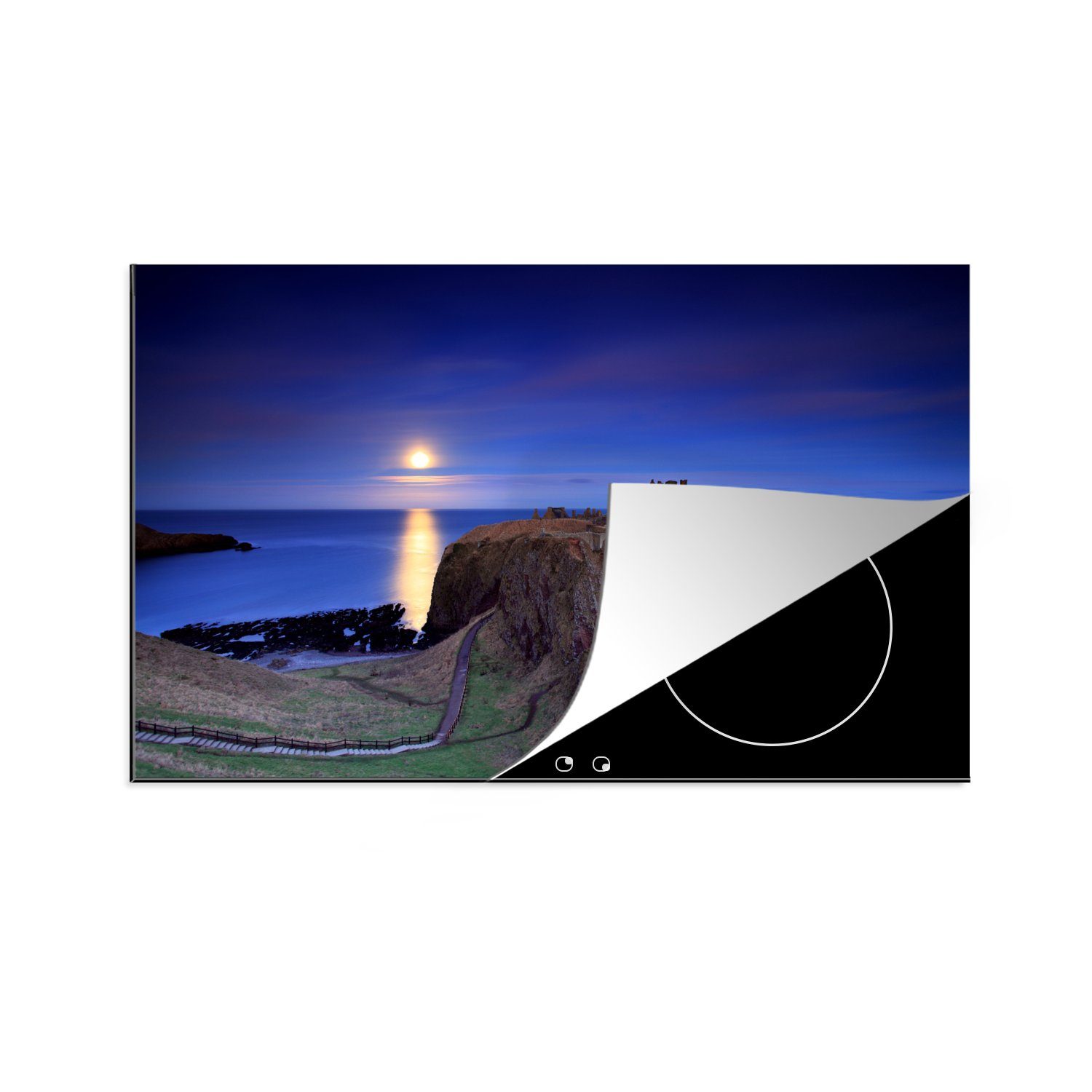 - Herdblende-/Abdeckplatte - MuchoWow Induktionskochfeld die küche, Schottland Schloss (1 81x52 Ceranfeldabdeckung cm, Schutz Mond, Vinyl, tlg), für