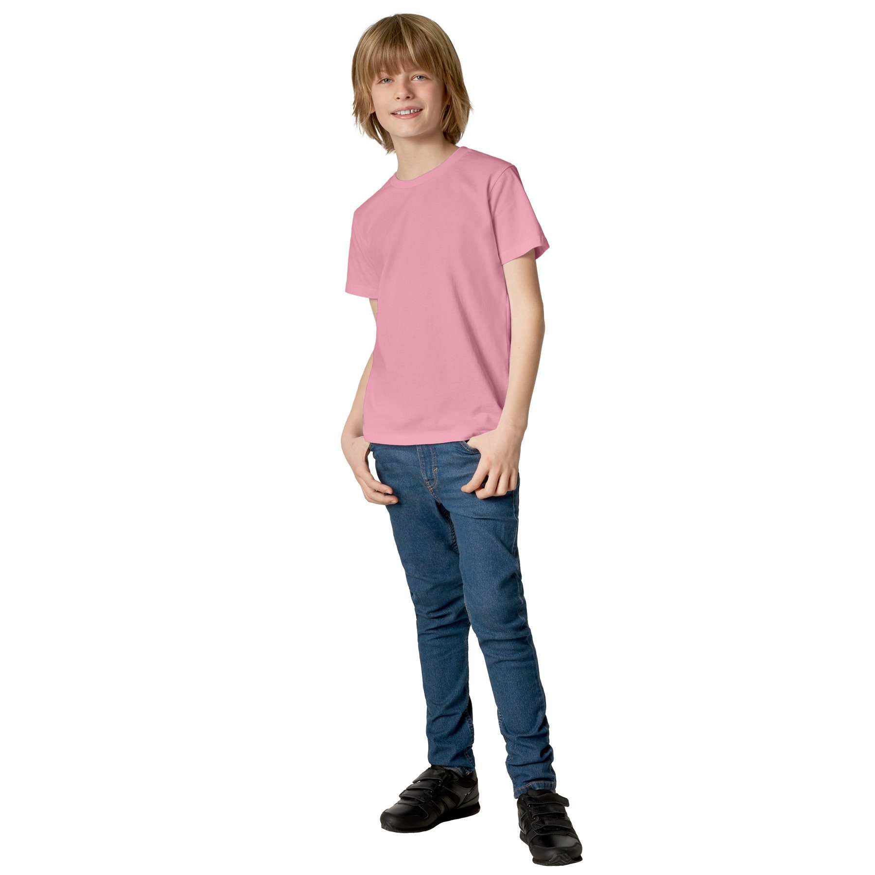 dressforfun T-Shirt Kurzarmtop, Für viele Outfits & Auftritte, Rundhals mit (Freizeitoberteil, Konfektionsgröße 128 (8-10 Jahre) in rosa) Einfarbiges T-Shirt fü – Bild 4 von 5