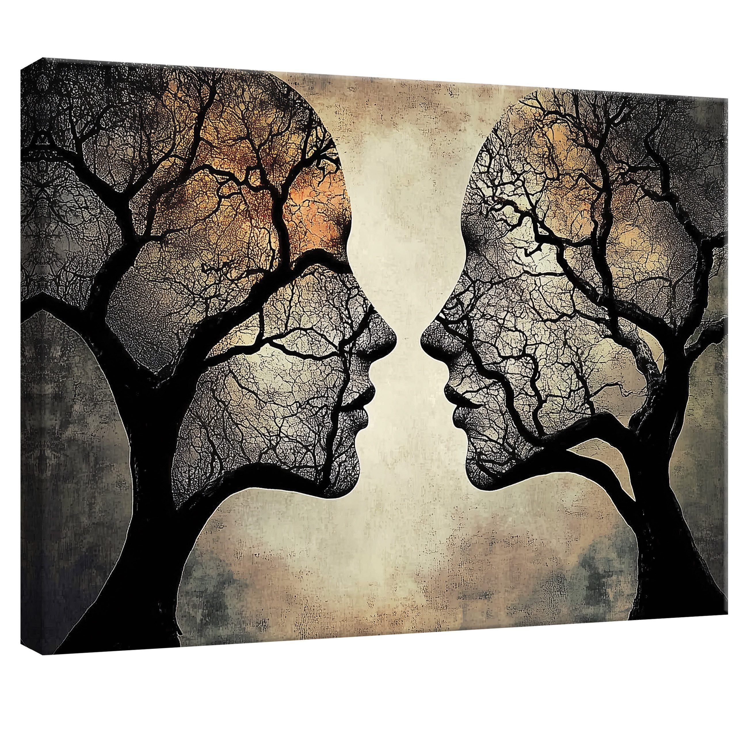 Wallarena Leinwandbild Abstrakt Baum Beige Kunst günstig online kaufen
