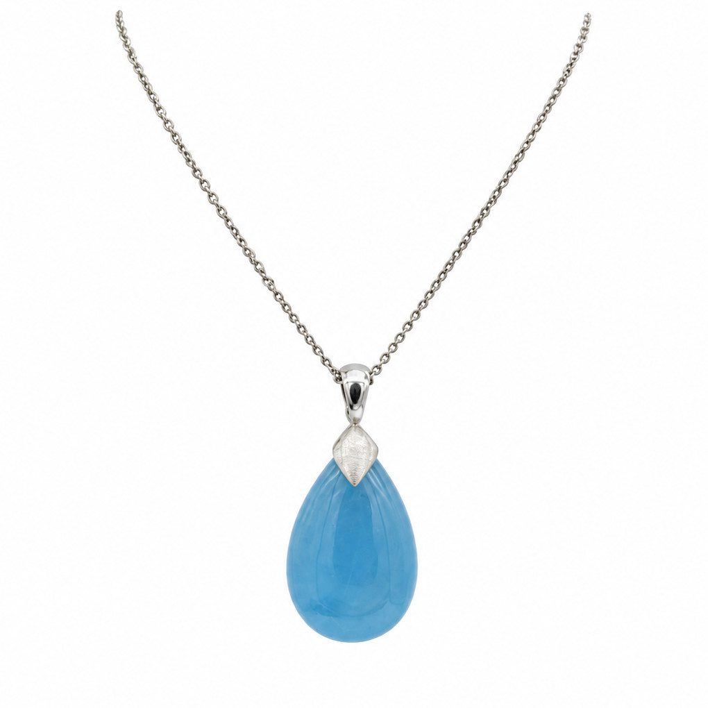 Sogni d'oro Kettenanhänger mit Milky Aquamarin, Silber 925, teilweise mattiert, Clipanhänger