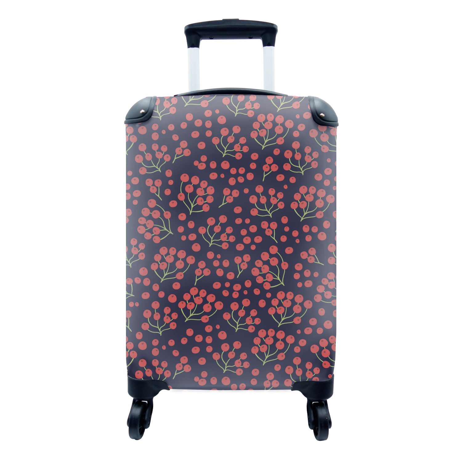 Handgepäckkoffer - MuchoWow Trolley, 4 Reisekoffer Rollen, für Reisetasche Handgepäck mit - rollen, Beeren Muster Ferien, Rot,