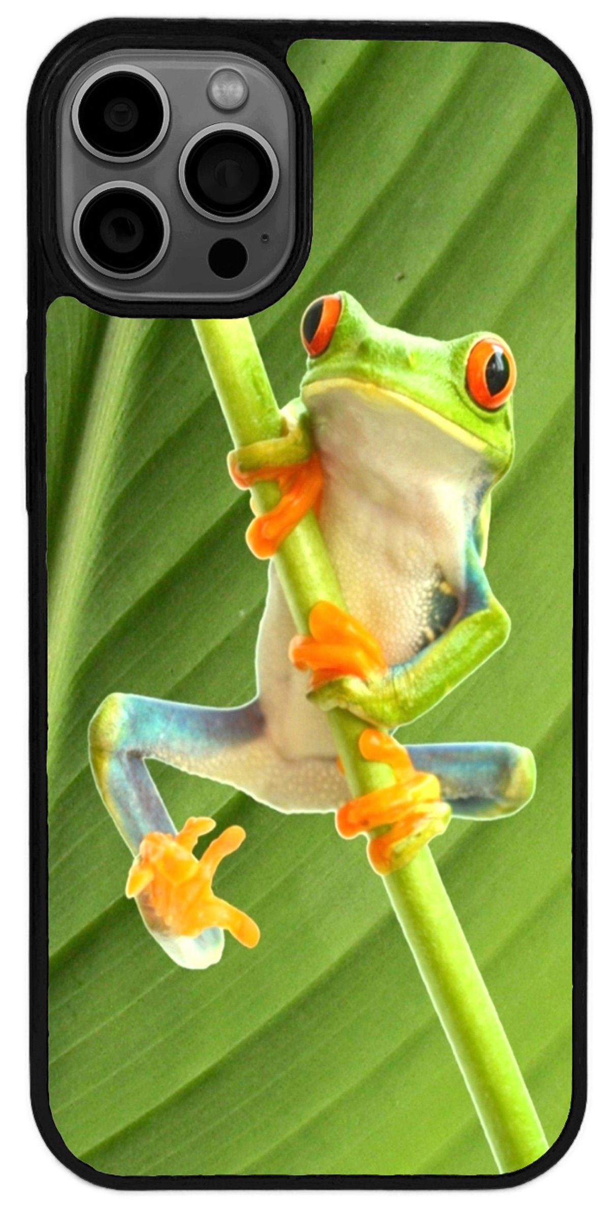 Traumhuelle Handyhülle TPU HÜLLE Silikon MOTIV 268 Case Cover Schutzhülle Backcover Etui 5G, Frosch Grün Handy Bumper Smartphone Rückschale Schwarz 5G