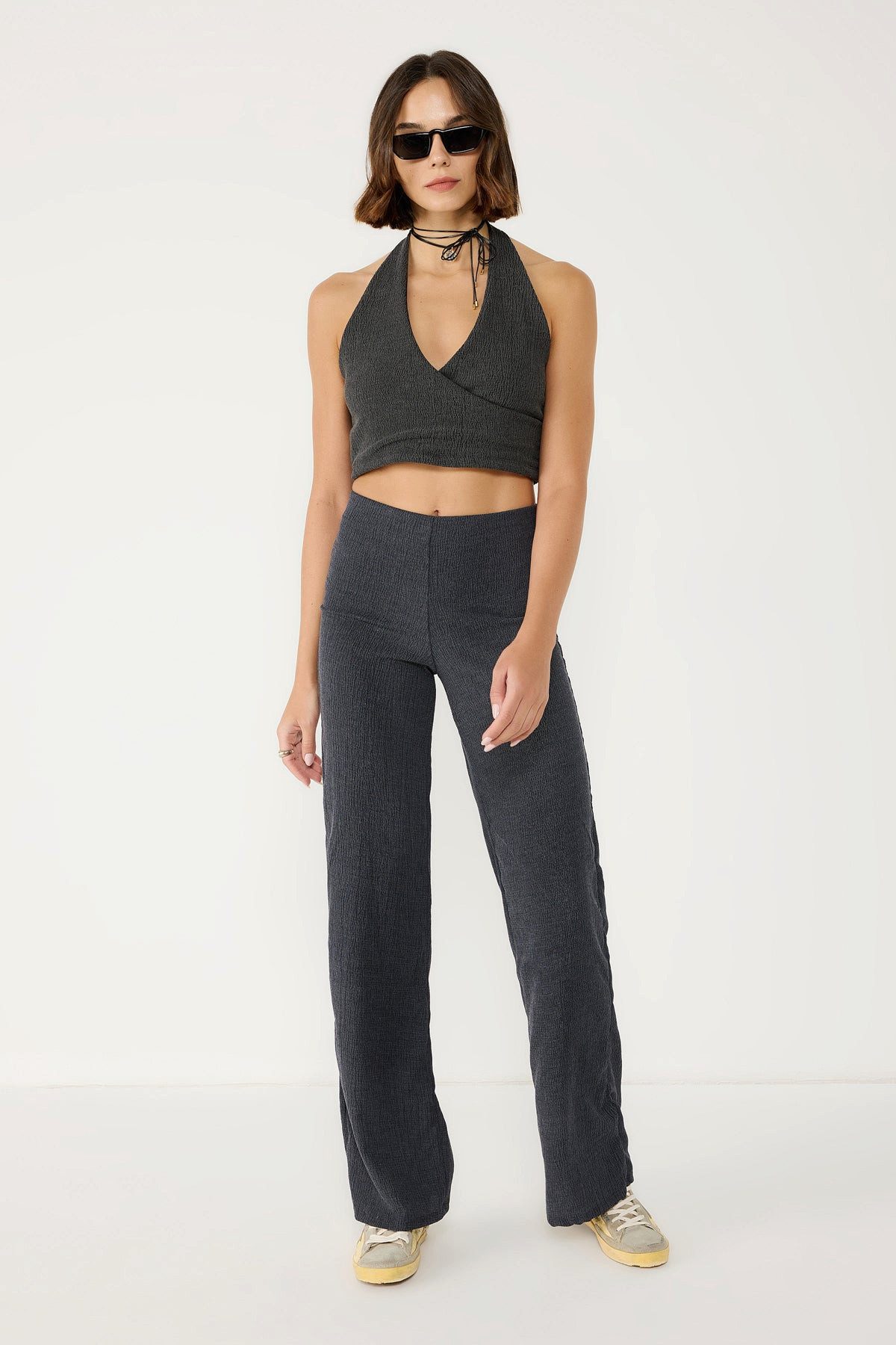 No Matter What Palazzohose Strukturierte High-Waist günstig online kaufen