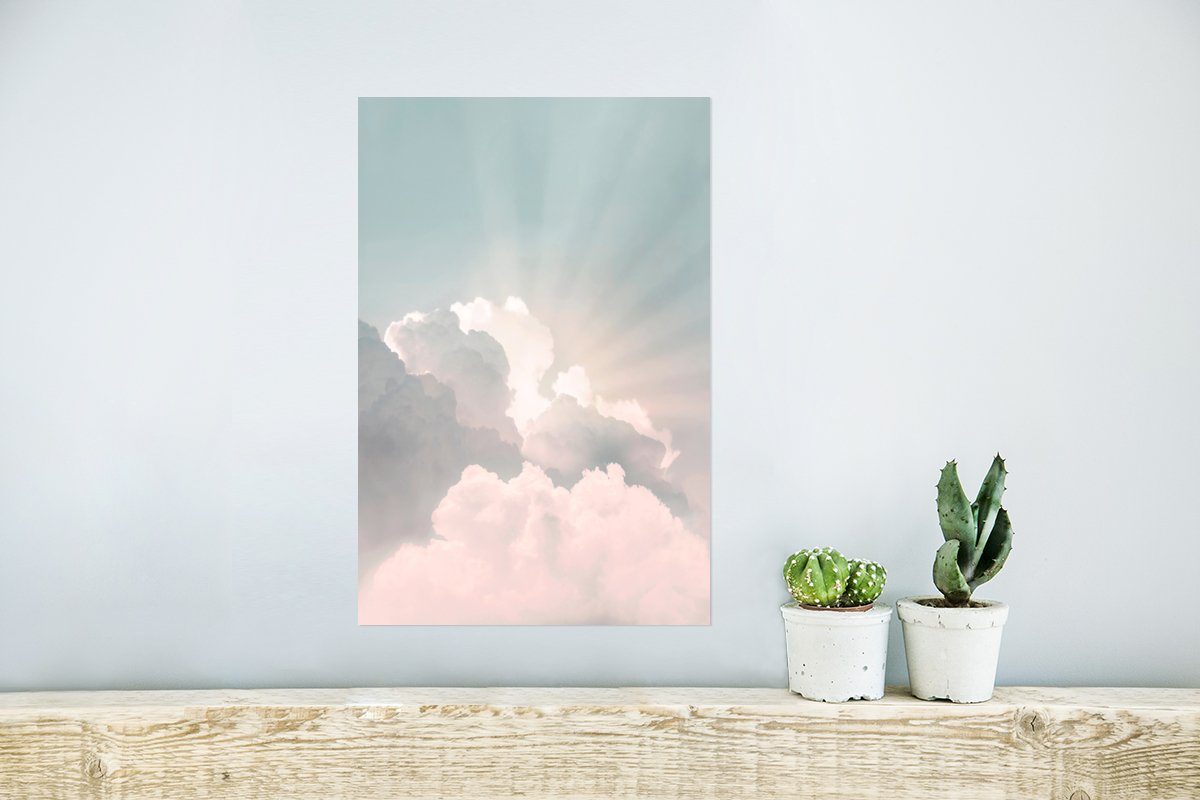 Natur, MuchoWow Poster, Himmel Rahmen (1 Wandposter St), für Wohnzimmer, Wolken Poster Wandbild, Sonne Ohne - - -