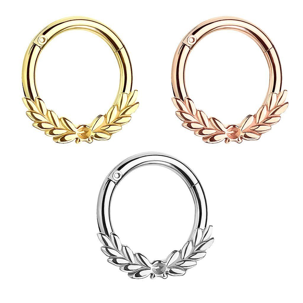 Taffstyle Nasenpiercing Piercing Clicker Scharnier mit Lorbeere, Segment Ring Lorbeere Septum Tragus Helix Nase Lippe Nasenring Knorpel