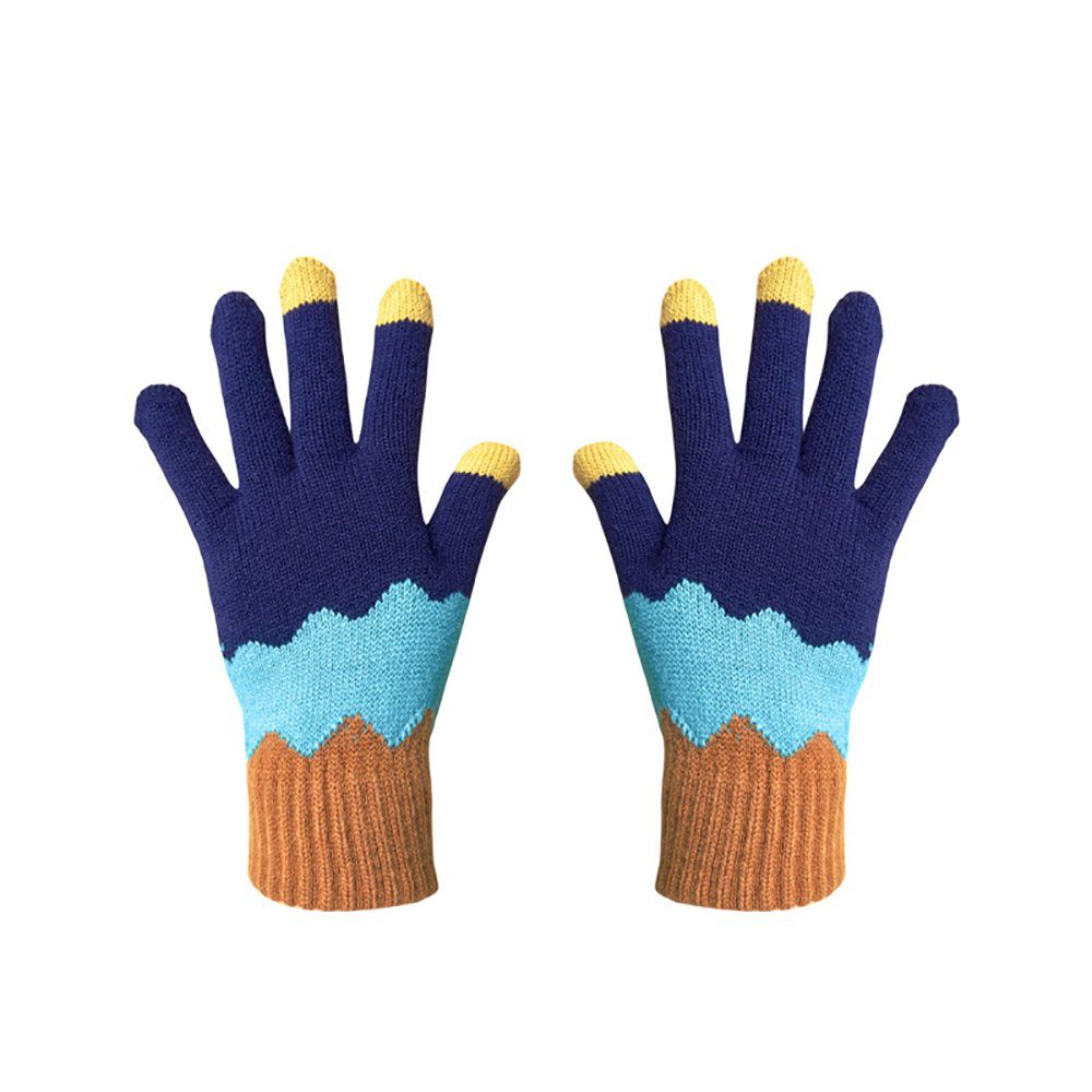 ZanMax Strickhandschuhe 1 Paar gestrickte Handschuhe Winter Warm Touchscreen Handschuhe Dunkelblau