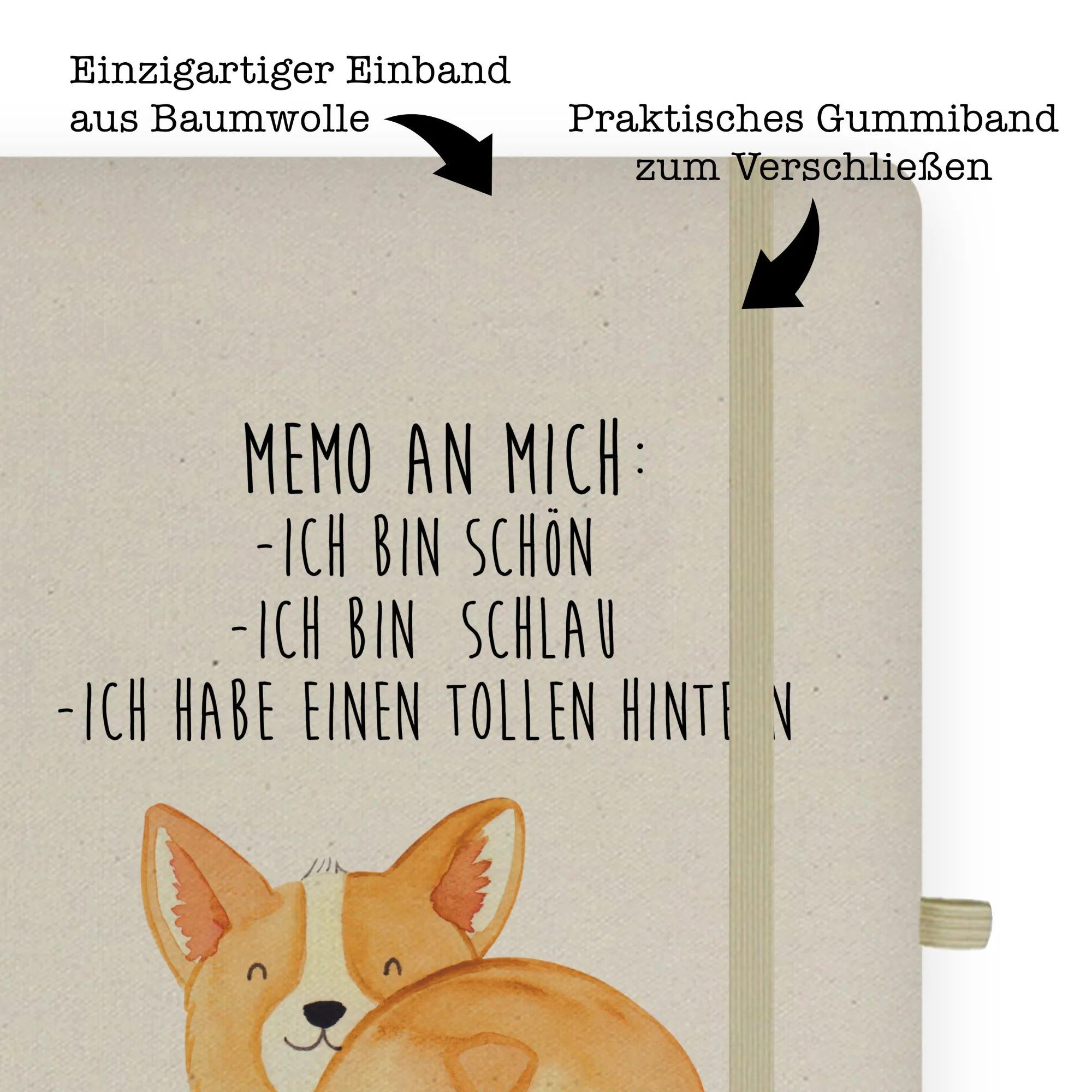 Thumbnail - Mr. & Mrs. Panda Notizbuch Corgi Po - Transparent - Geschenk, Hunderasse, Nachhaltiges Notizbuch Mr. & Mrs. Panda, Kreat...