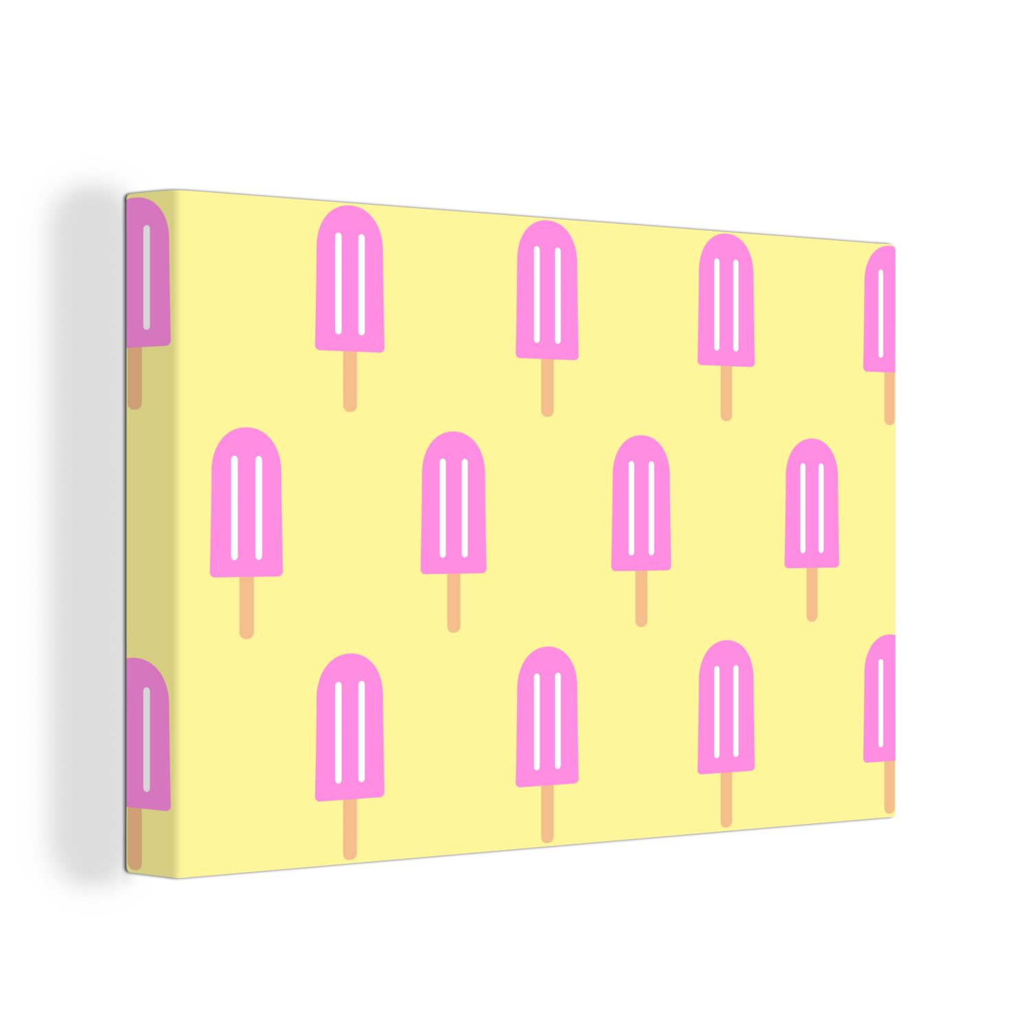 OneMillionCanvasses® Leinwandbild Eis - Muster - Sommer - Rosa, (1 St), Wandbild Leinwandbilder, Aufhängefertig, Wanddeko, 30x20 cm