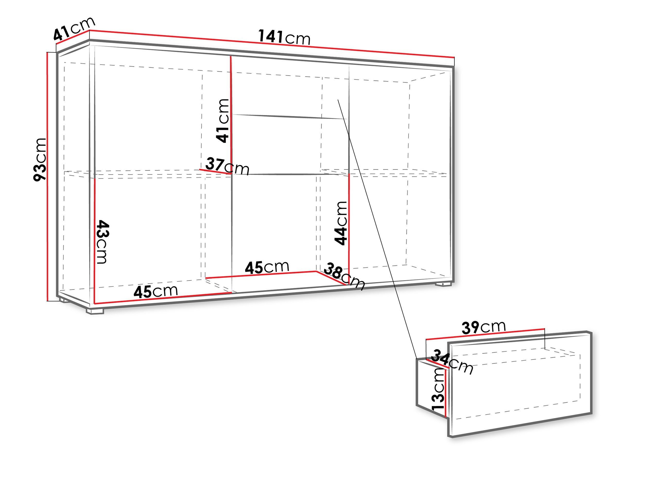 MIRJAN24 Kommode Gesita K3D2SZ (mit 2 Schubladen und 3 Türen), Griffloses Öffnungssystem – Bild 5 von 5