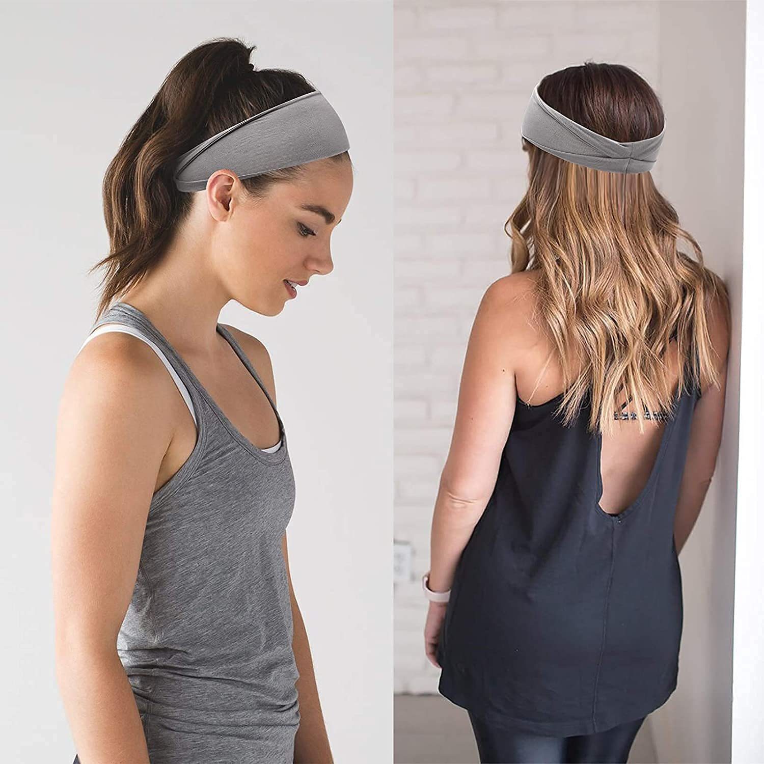 WaKuKa Stirnbänder, Damen 6 Sport Stirnbänder elastische breite 6-tlg. Yoga Haarband Stück