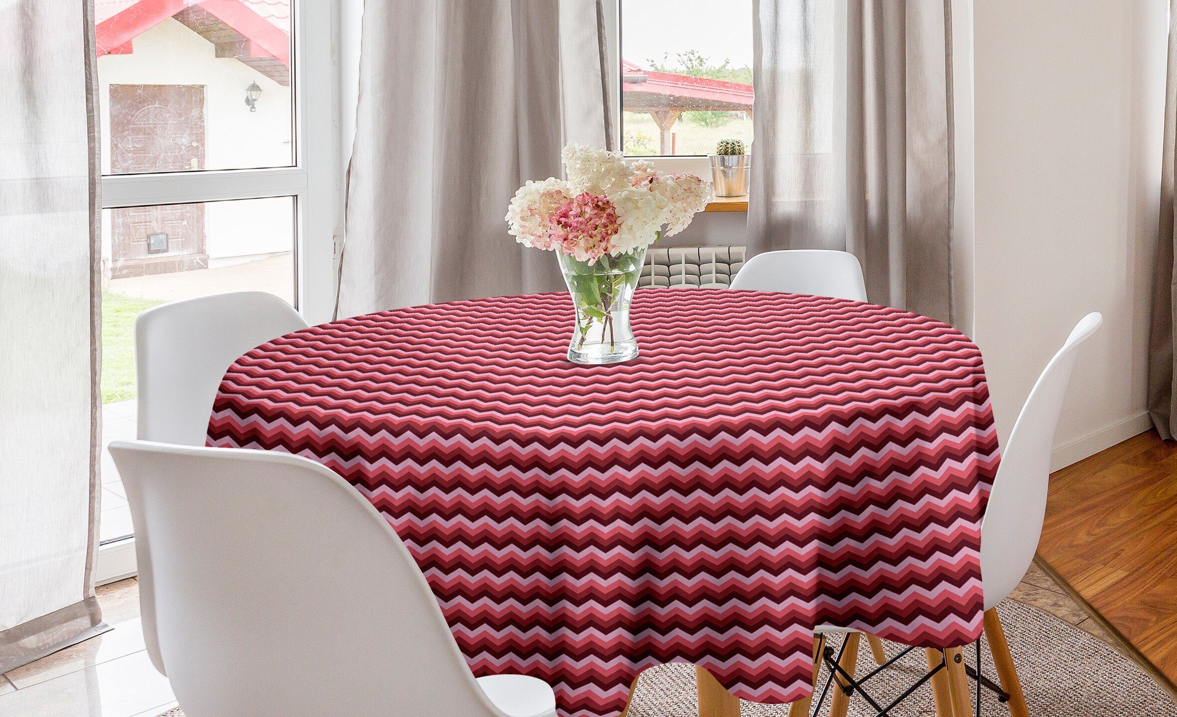 Kreis Abakuhaus Tischdecke Dekoration, Tischdecke Modernes für Küche Esszimmer Zigzag weibliches Abdeckung Rosa