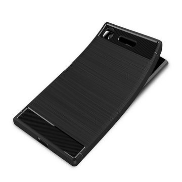 CoolGadget Handyhülle Carbon Handy Hülle für Sony Xperia XZ1 5,2 Zoll, robuste Telefonhülle Case Schutzhülle für Sony XZ1 Hülle