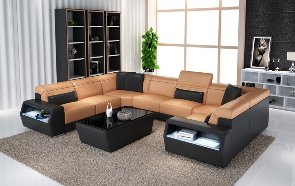 Ecksofa Moderne Eckcouch aus Leder – stilvolle Wohnlandschaft