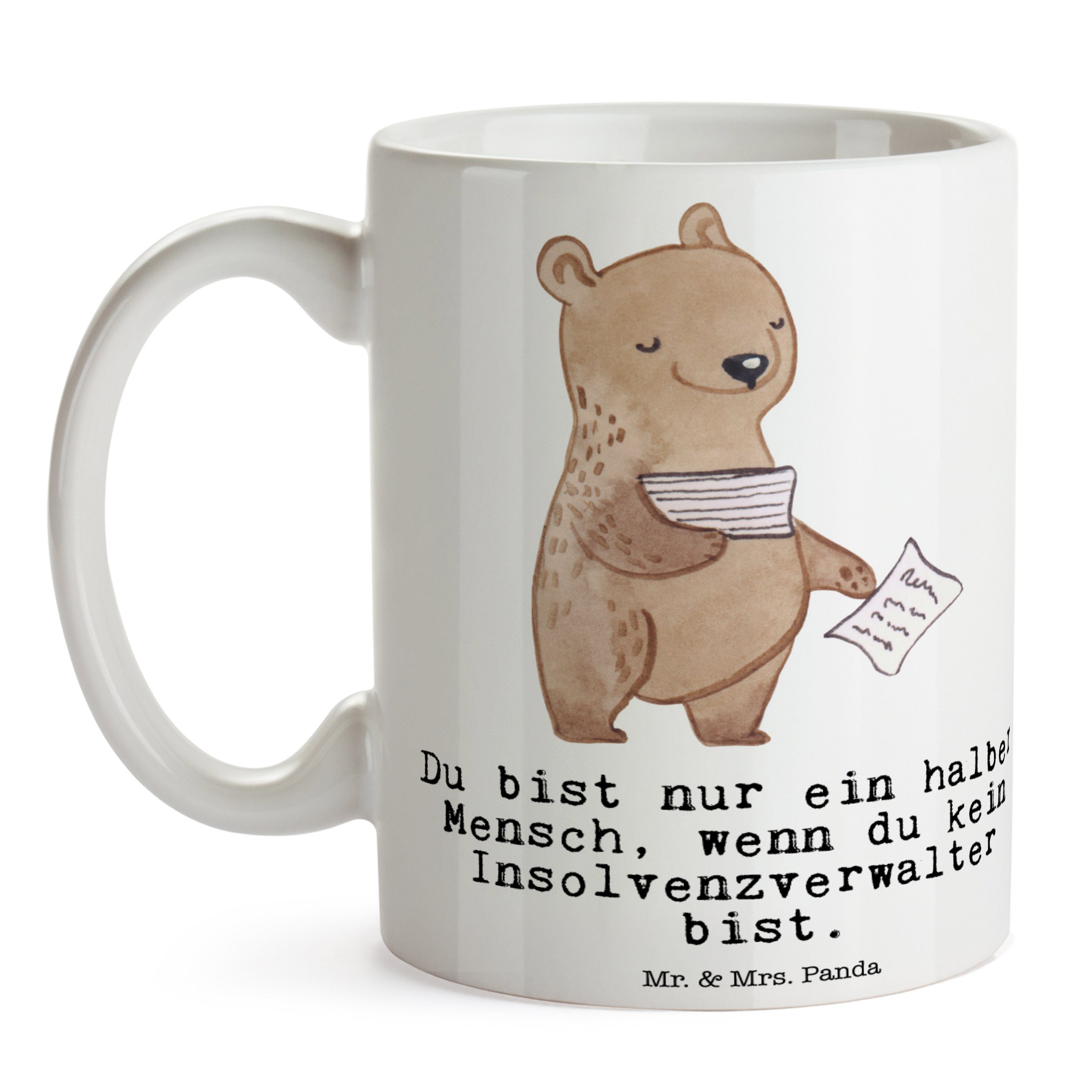 - Geschenk, & Keramik mit Panda - Insolvenzverwalter Tasse Mr. Mrs. Weiß Teebecher, Kaffeetasse, Herz