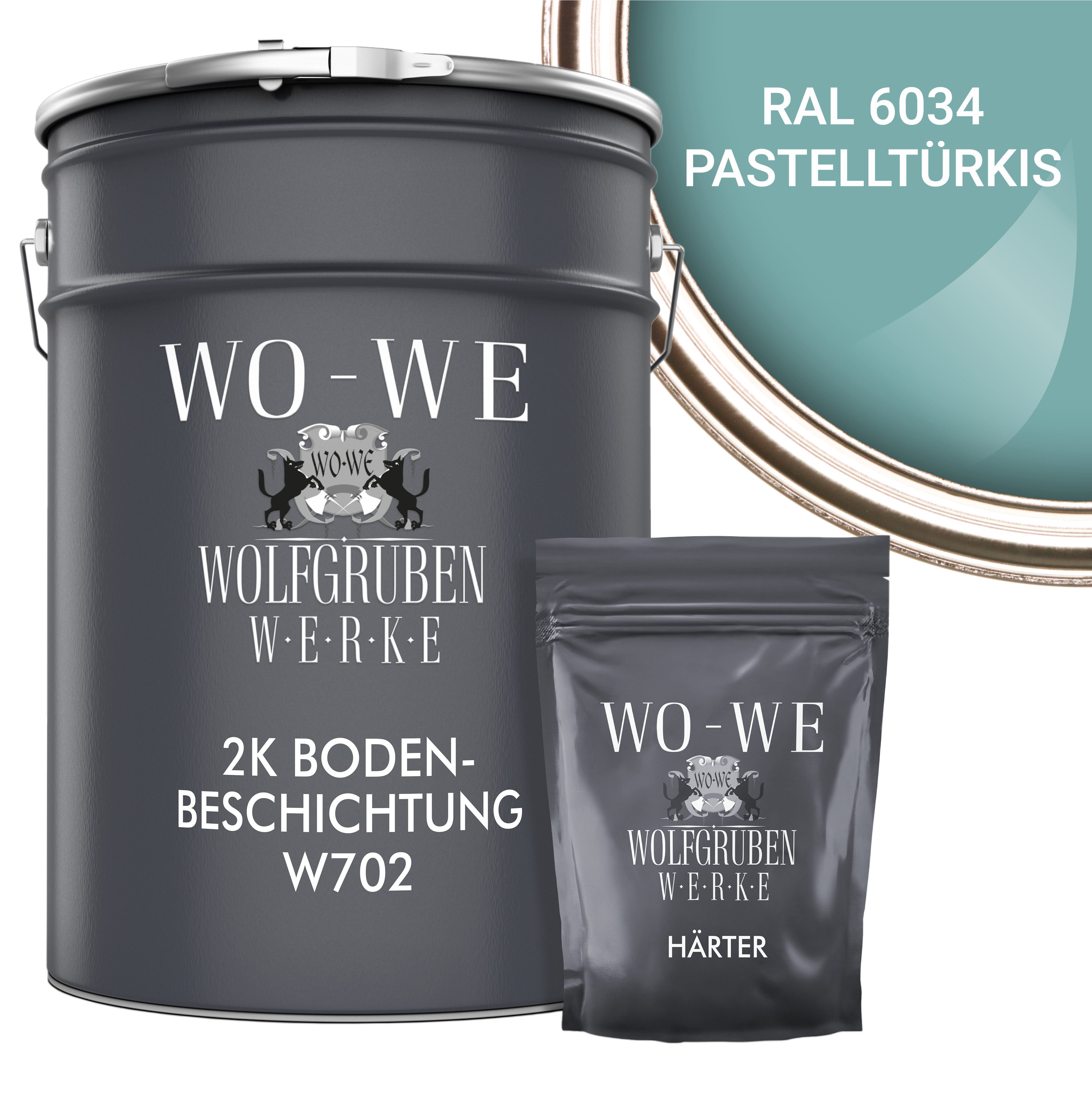 WO-WE Bodenversiegelung 2K Garagenfarbe Bodenbeschichtung W702, 2,5-20Kg, Seidenglänzend, Epoxidharz