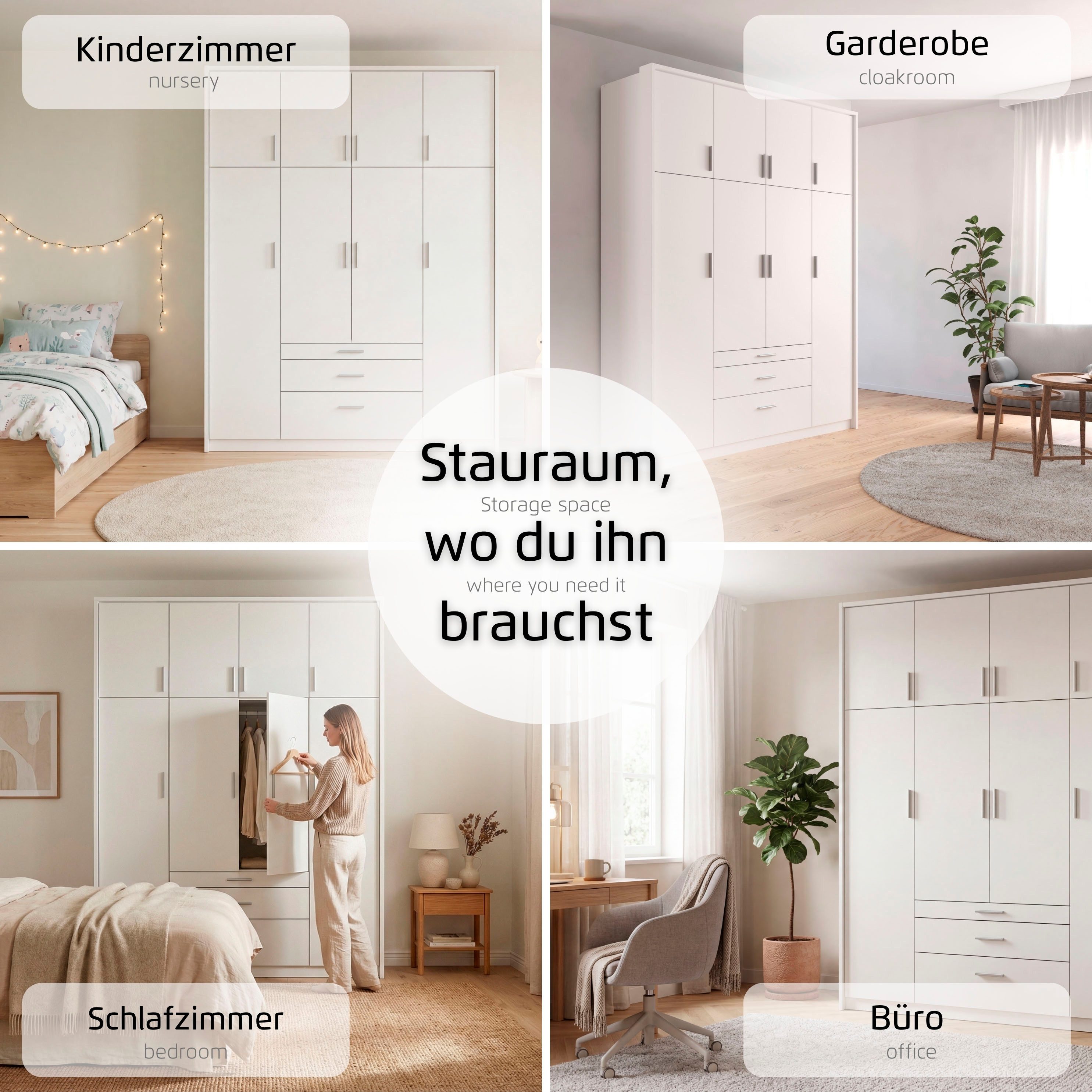 rauch Kleiderschrank Schrank Drehtürenschrank Garderobe Ankleide Schlafzimmer HILDESHEIM (Breiten: 185/275 cm, Höhe 231 cm) oberste Schublade mit praktischer Facheinteilung MADE IN GERMANY