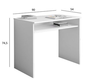 Furnix Schreibtisch 90x54 cm EURIA 09 Arbeitsplatz mit offenen Ablage Auswahl, Masse B90 x H74,5 x T54 cm, kompakt, ideal für kleine Räume