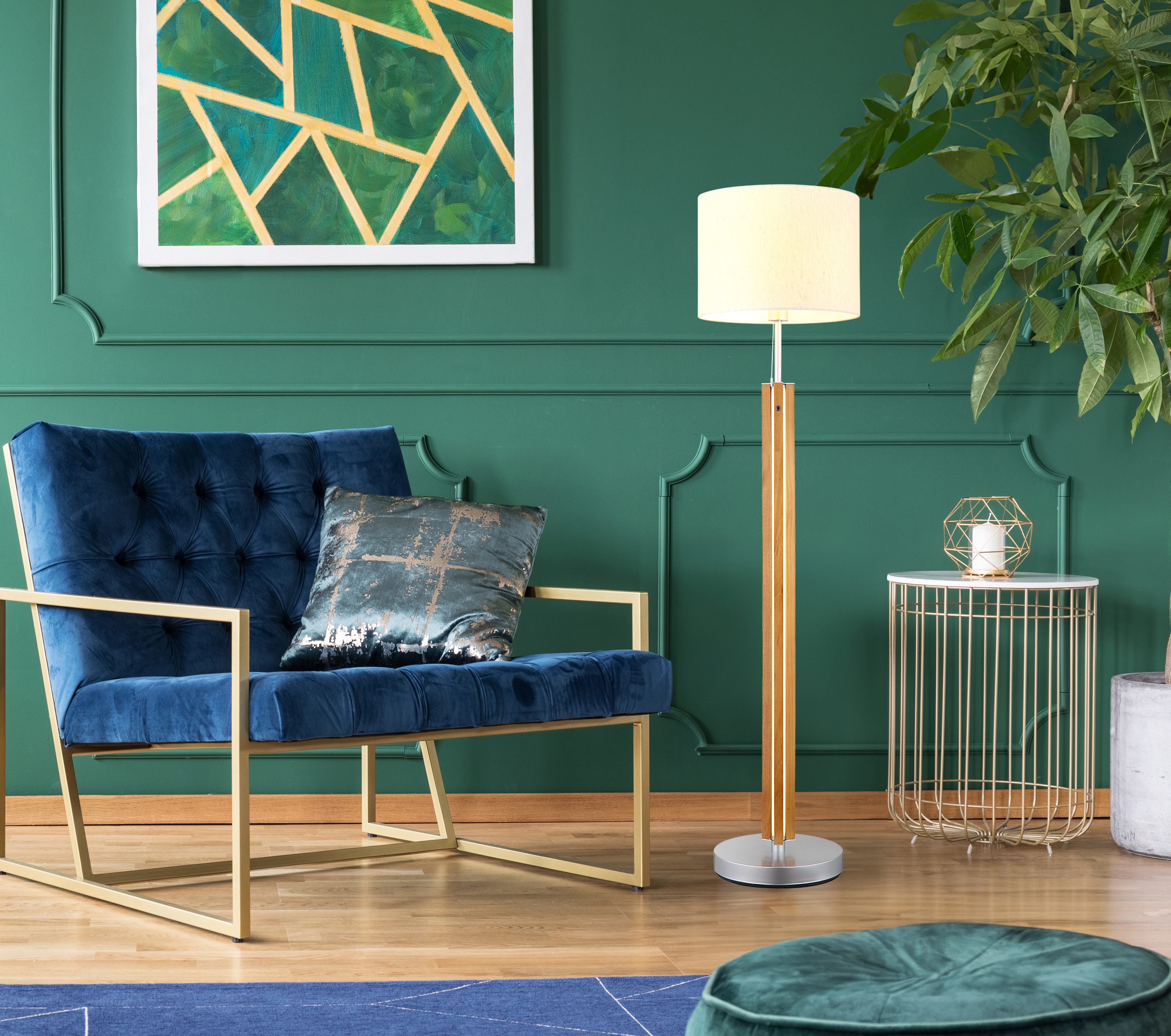 NOWA Stehlampe TAUGUS, ohne Leuchtmittel, Stehleuchte, Textil, Schirm und LEDs getrennt schaltbar