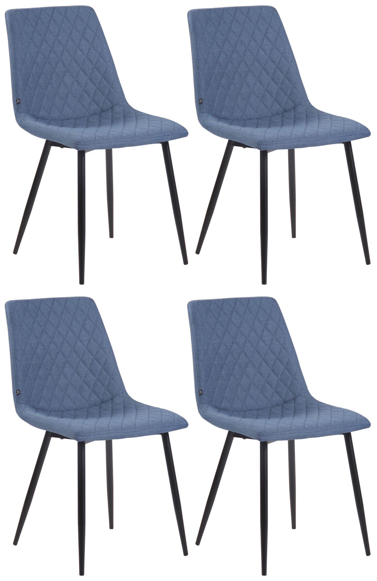 CLP Esszimmerstuhl Telde Stoff (4er Set), gepolstert&gesteppt, retro blau | Stühle