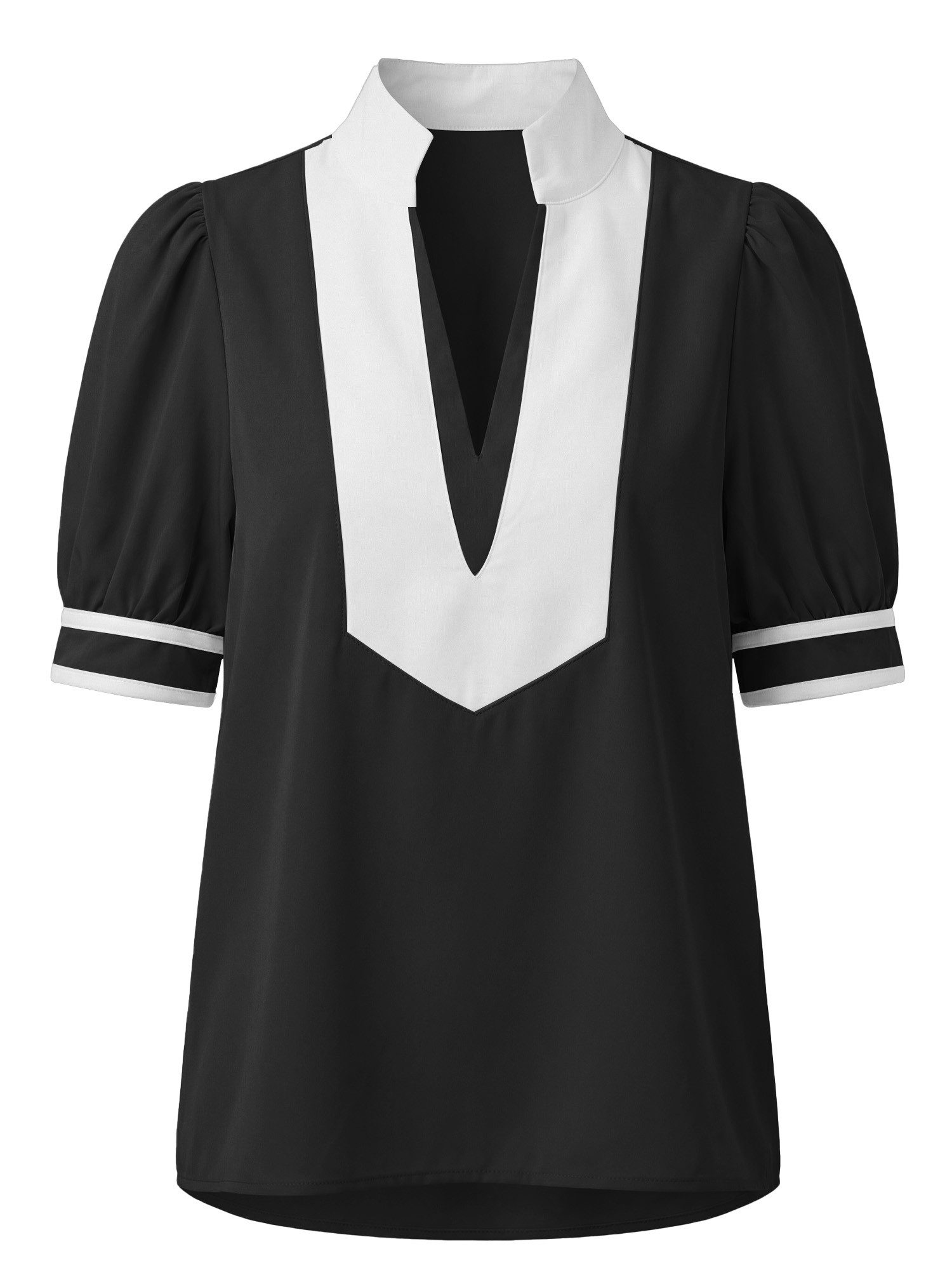 T-Shirt Damen Puffarmbluse mit V-Ausschnitt