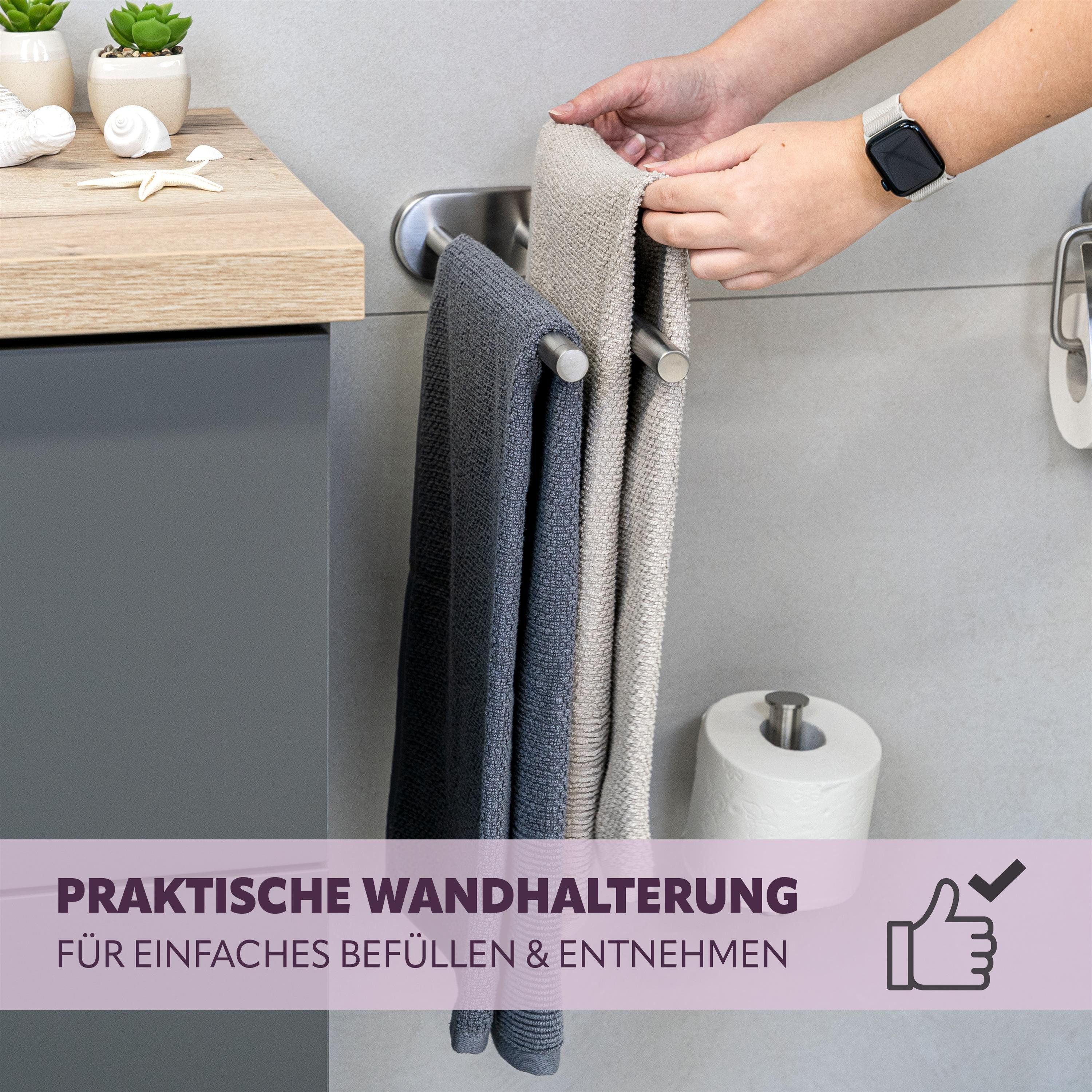 bremermann Teleskop-Handtuchhalter Bad-Serie PIAZZA - 2-armig, aus Edelstahl matt